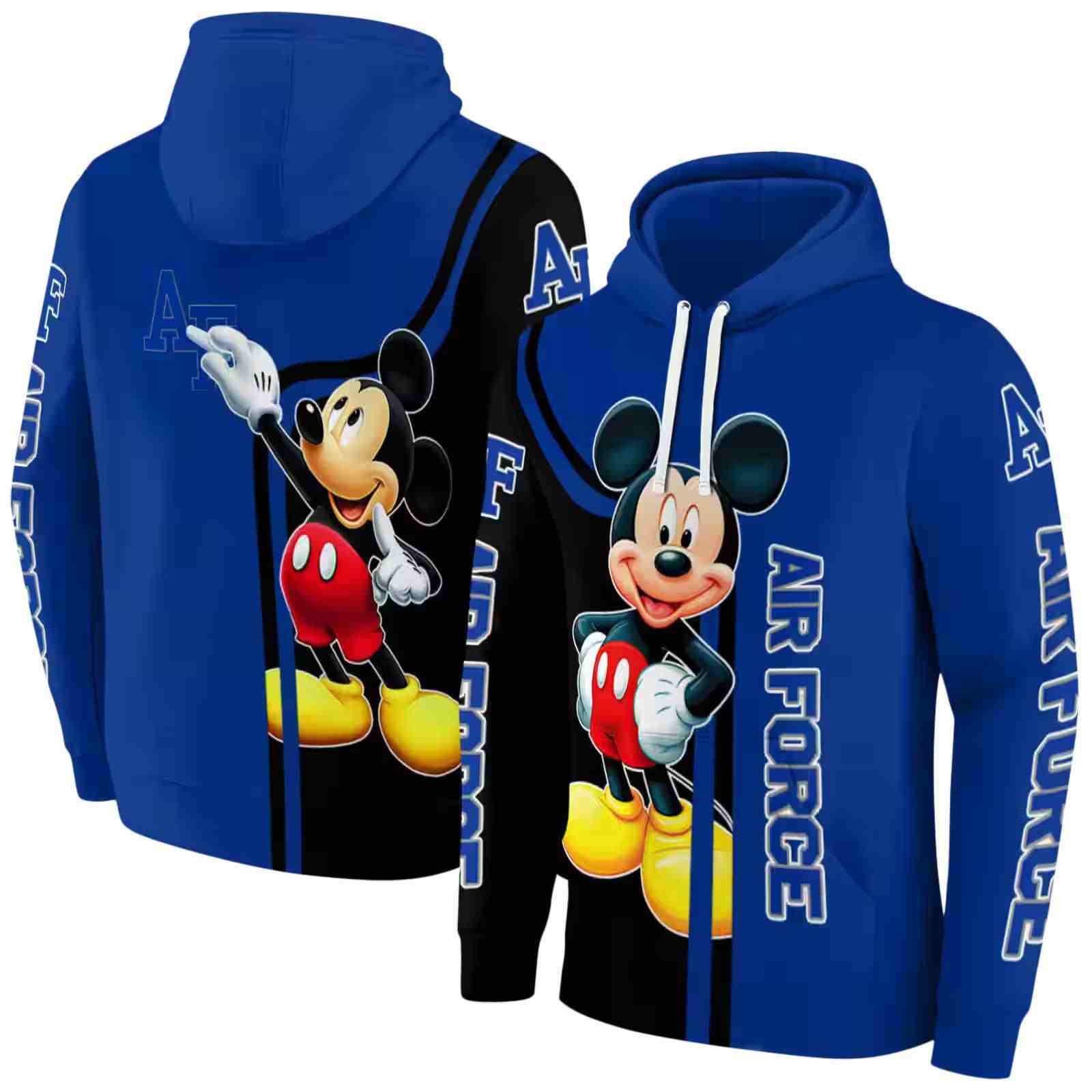 air force falcons mickey mouse blue black hoodie fashion forward