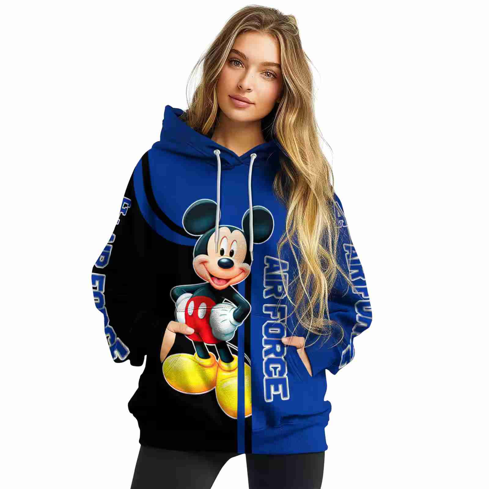 air force falcons mickey mouse blue black hoodie high quality