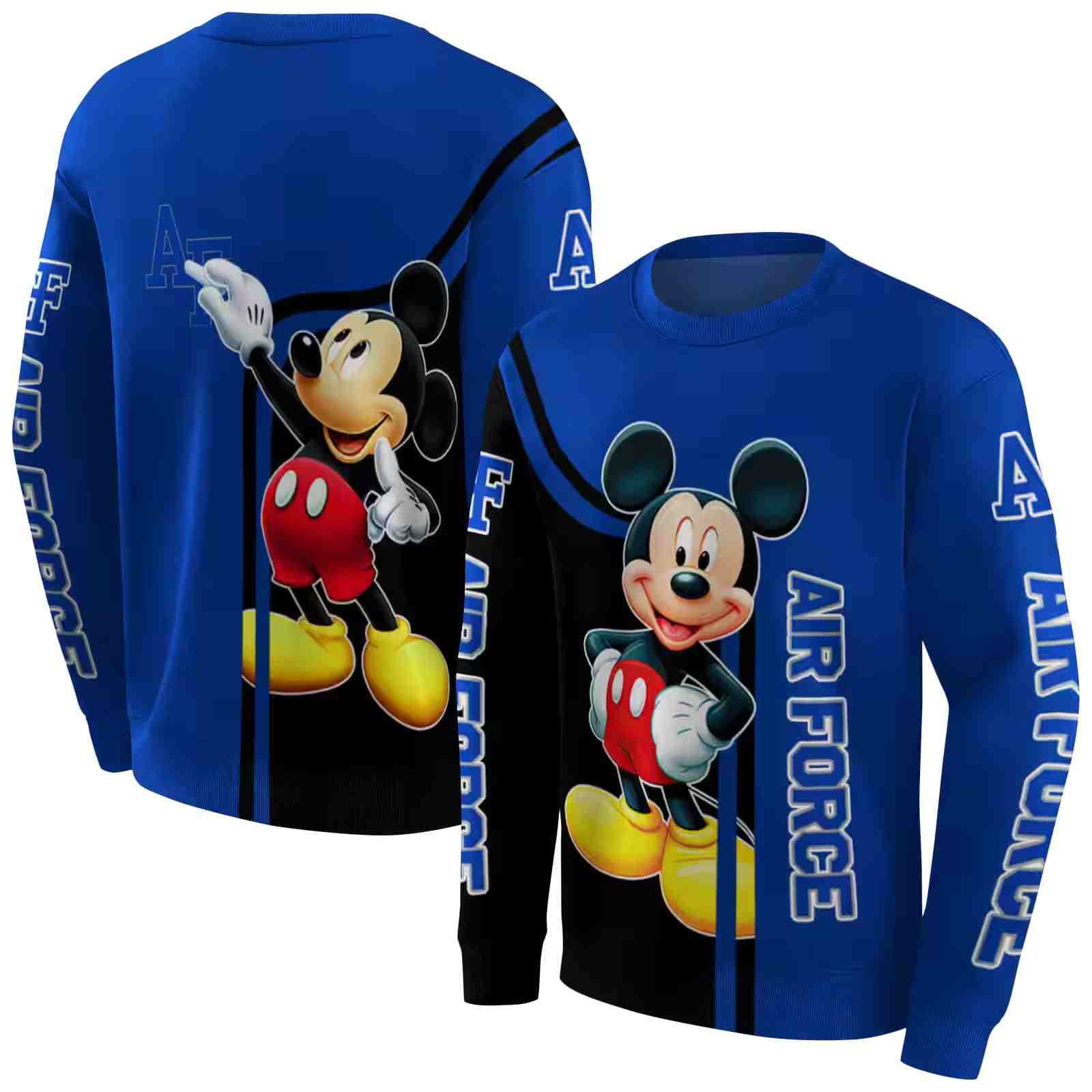 air force falcons mickey mouse blue black hoodie premium grade