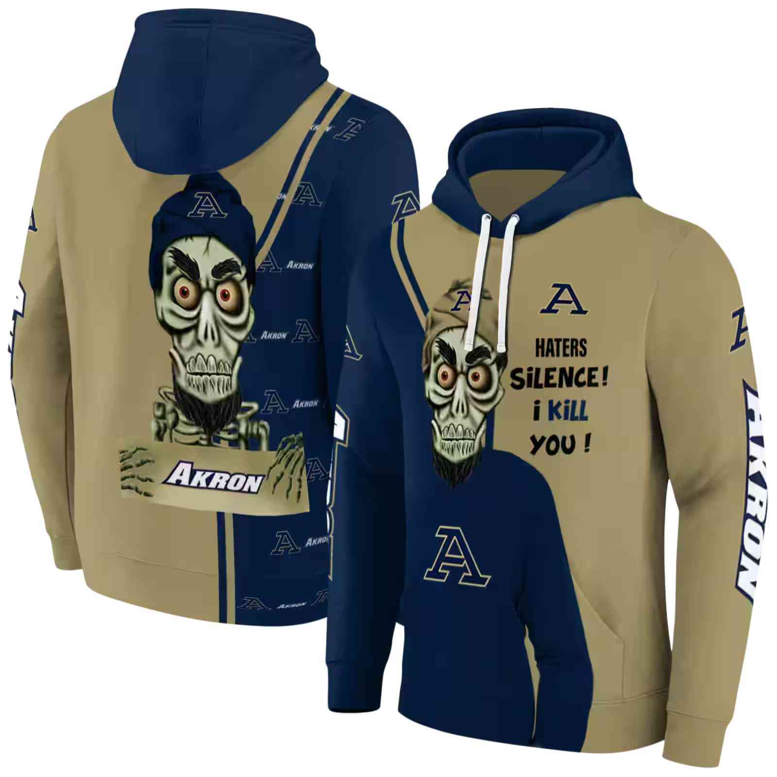 akron zips achmed skull blue hoodie fashion forward