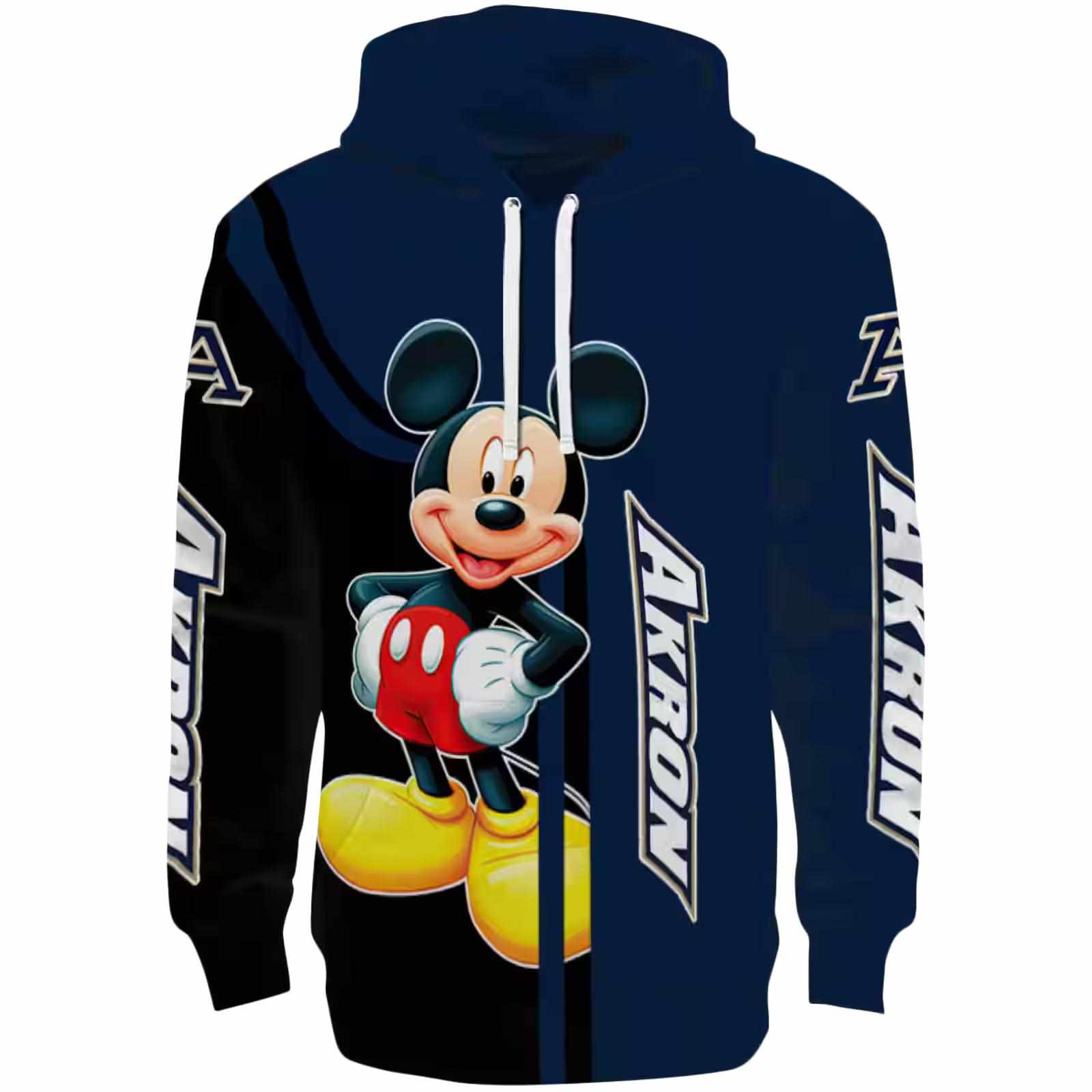 Akron Zips Mickey Mouse Blue Black Hoodie