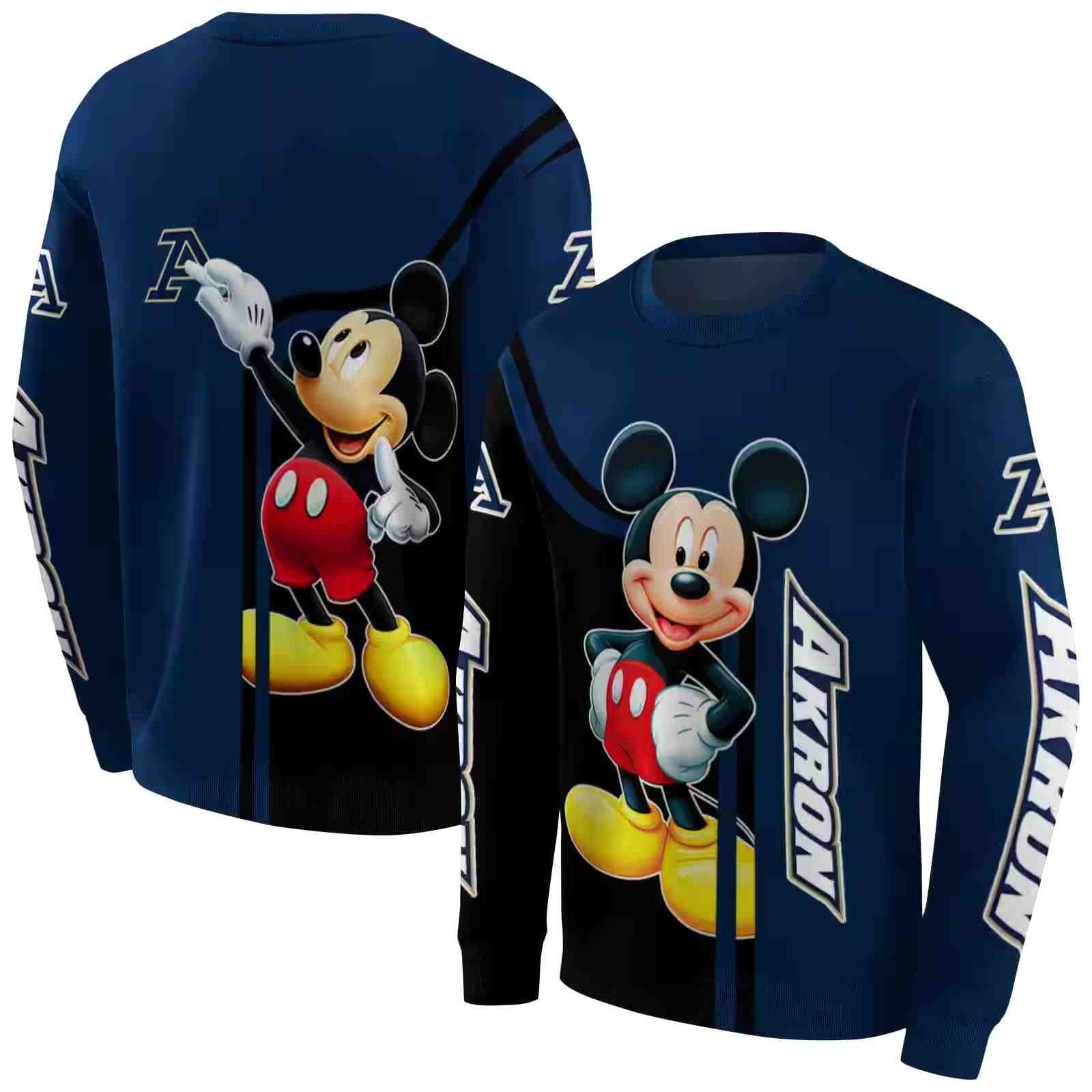 akron zips mickey mouse blue black hoodie premium grade