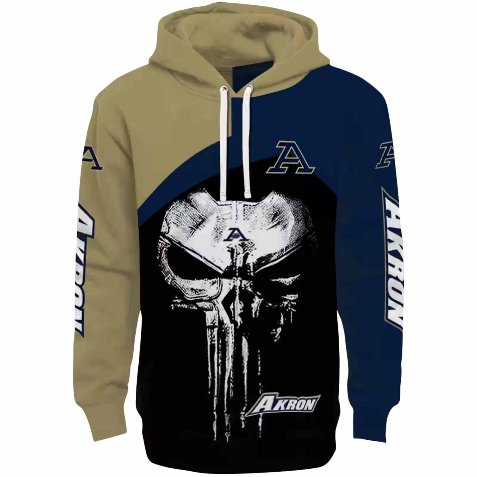 Akron Zips Skull Punisher Gold Black Hoodie