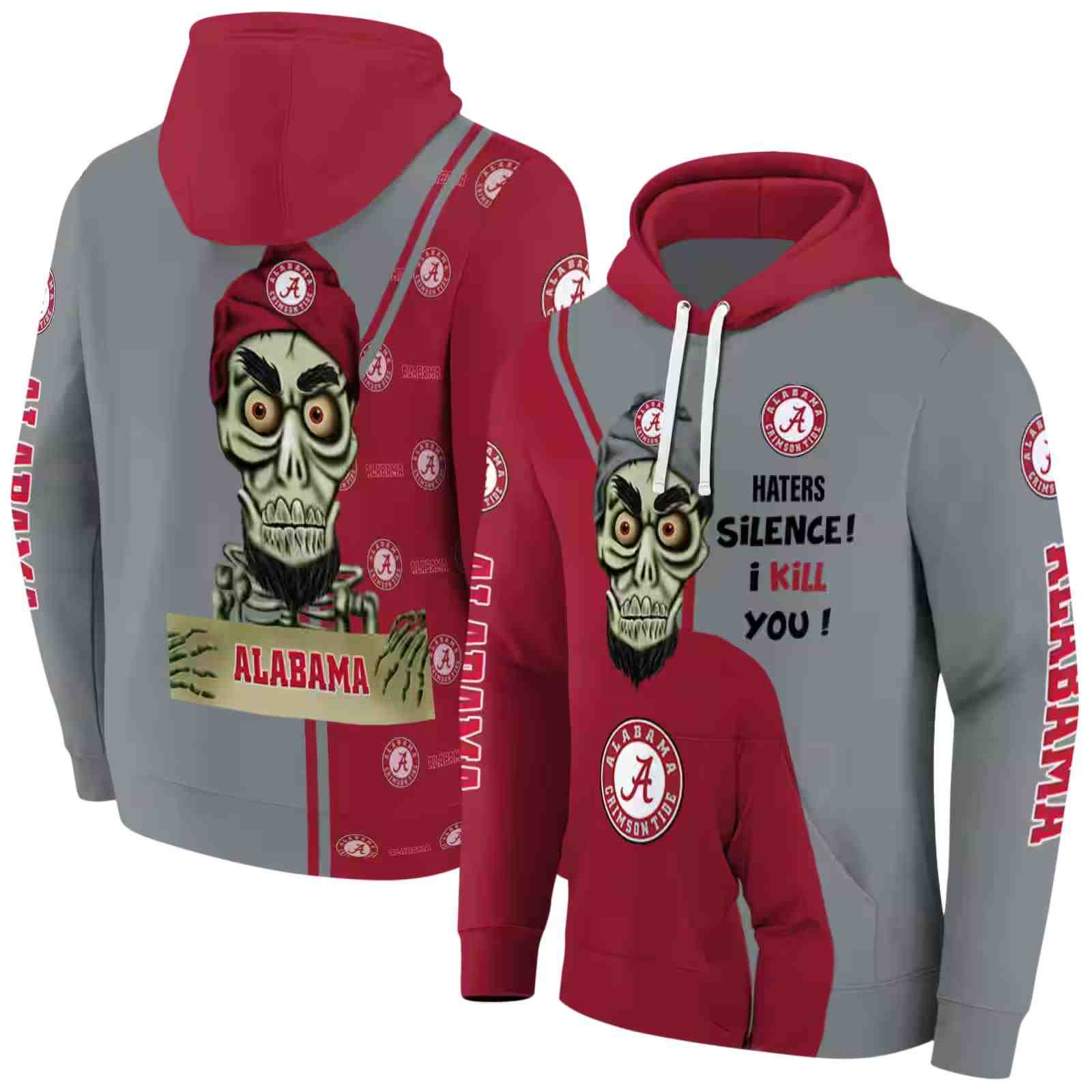 alabama crimson tide achmed skull crimson hoodie fashion forward