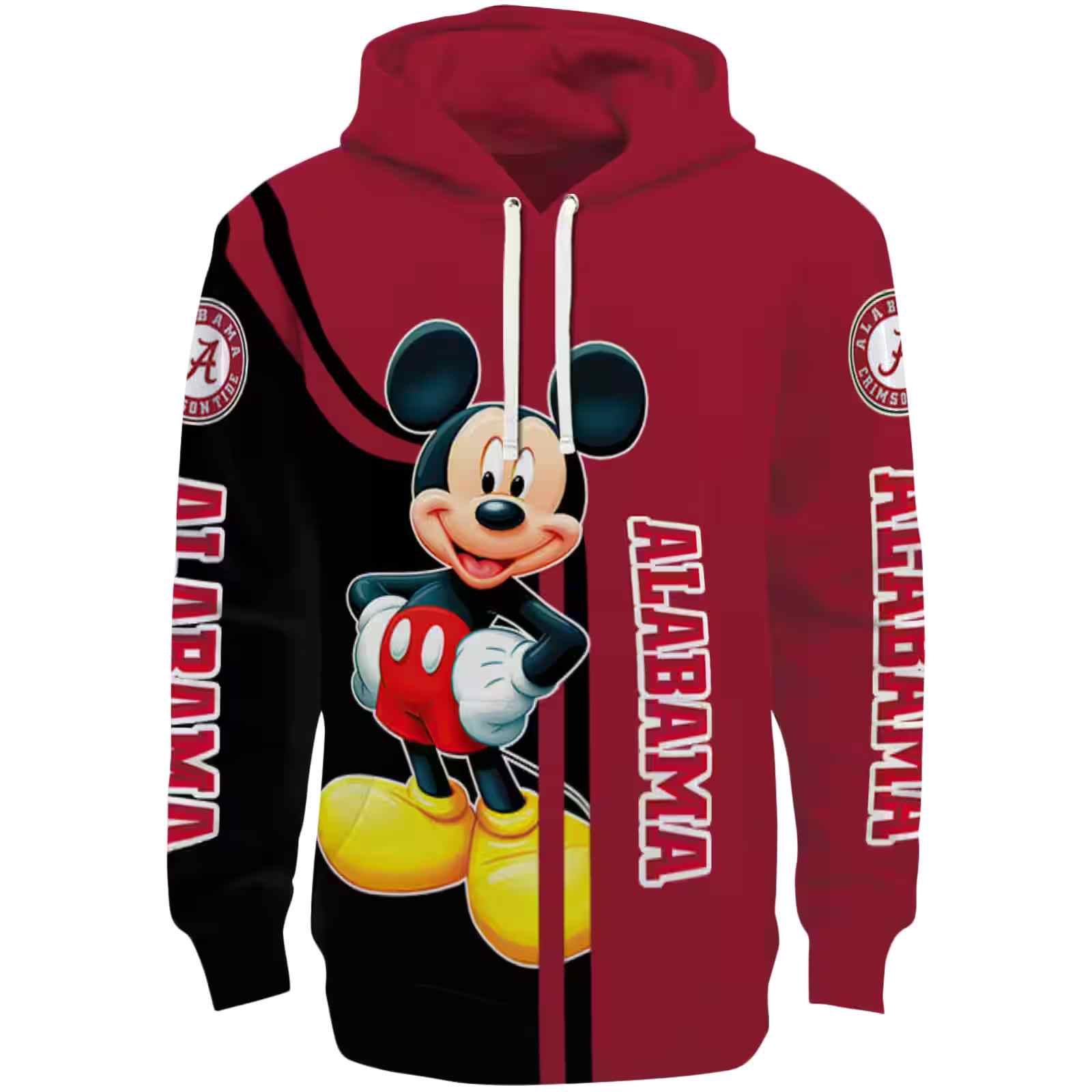 Alabama Crimson Tide Mickey Mouse Crimson Black Hoodie