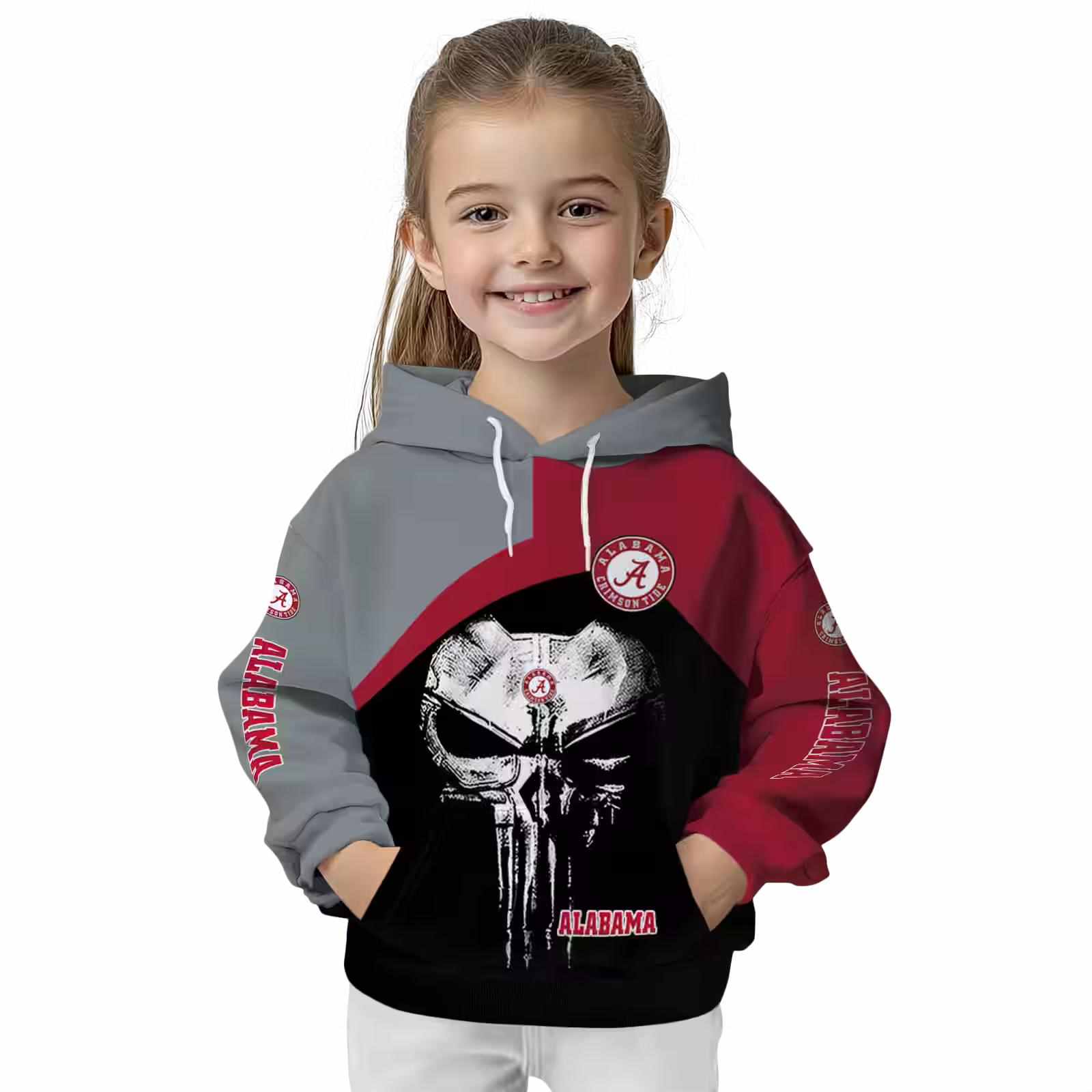 alabama crimson tide skull punisher gray black hoodie top rated