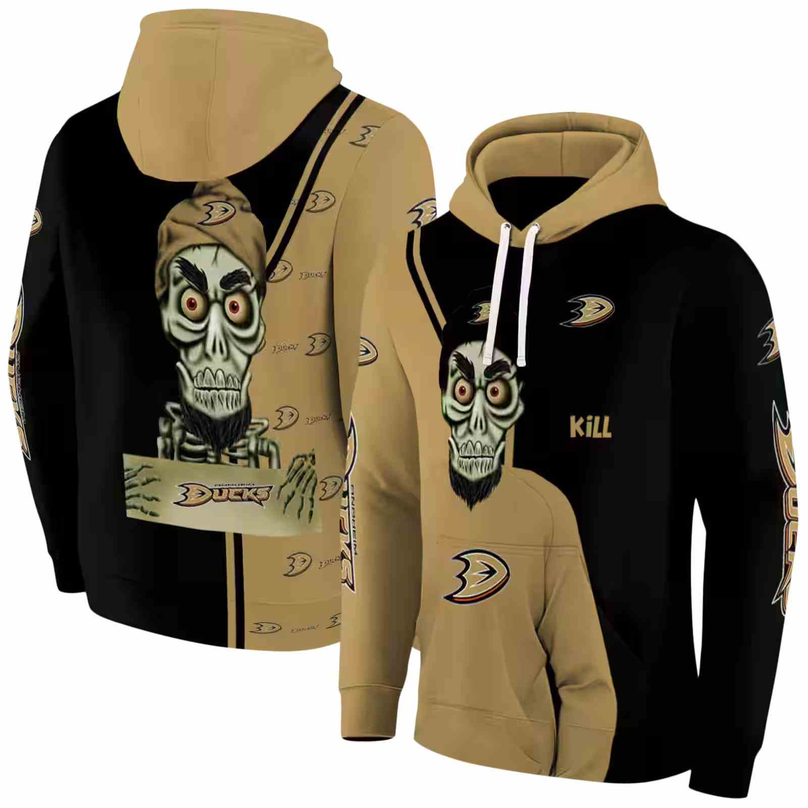 anaheim ducks achmed skull gold hoodie fashion forward