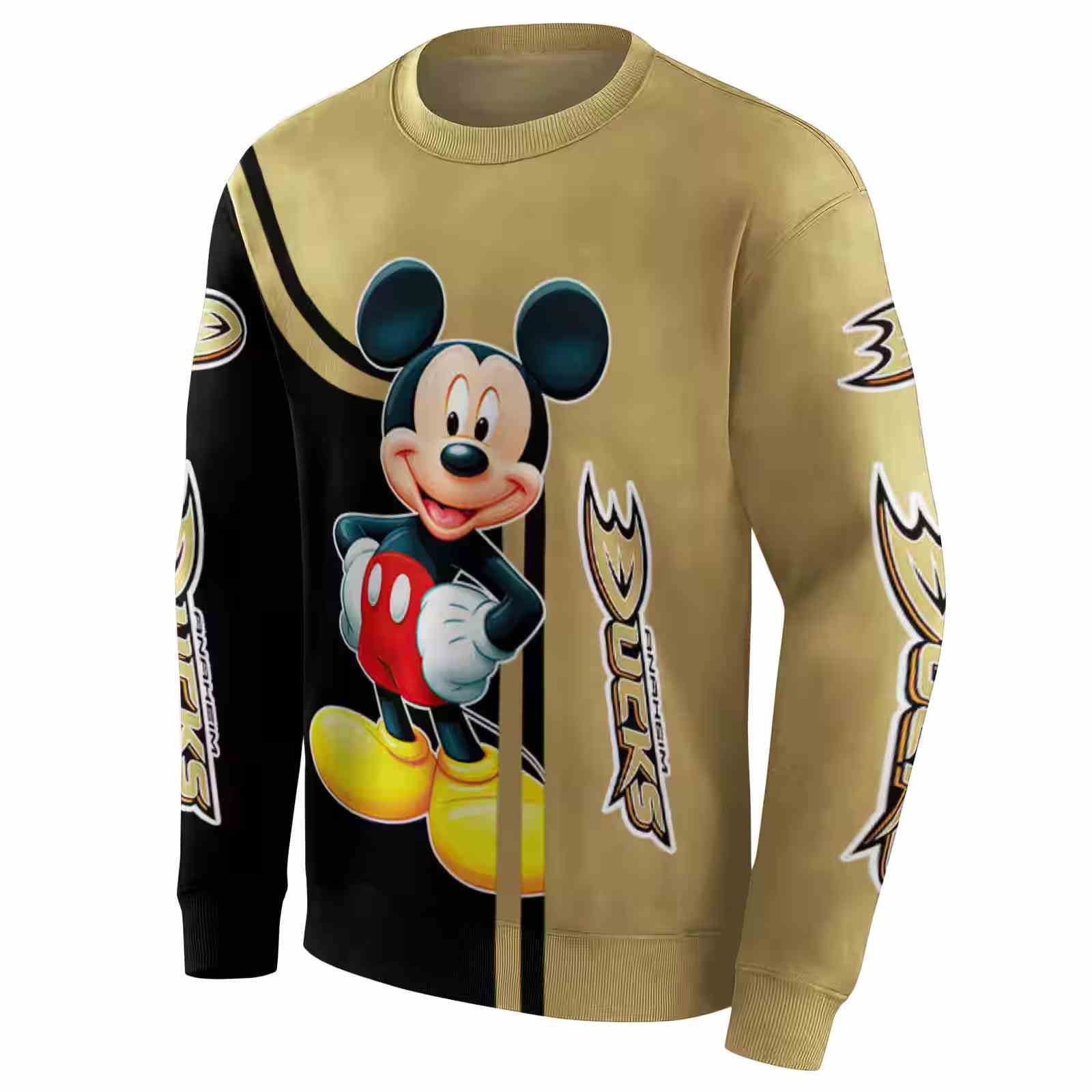 anaheim ducks mickey mouse gold black hoodie new arrival