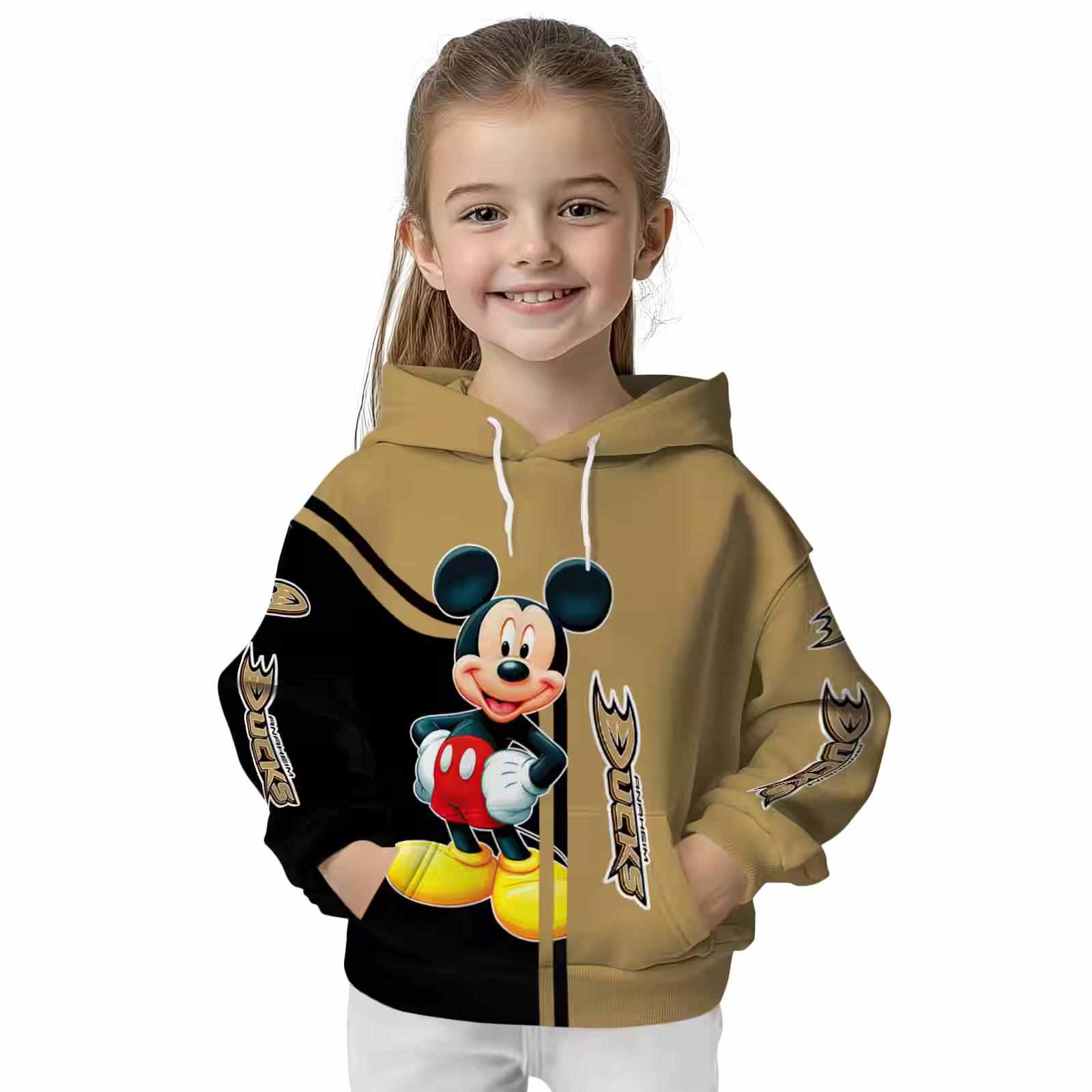 anaheim ducks mickey mouse gold black hoodie top rated