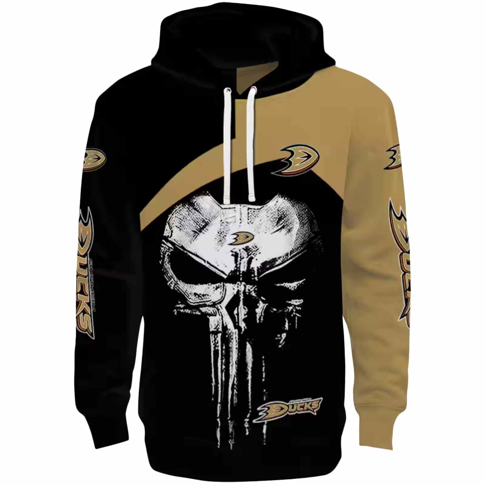 Anaheim Ducks Skull Punisher Black Hoodie