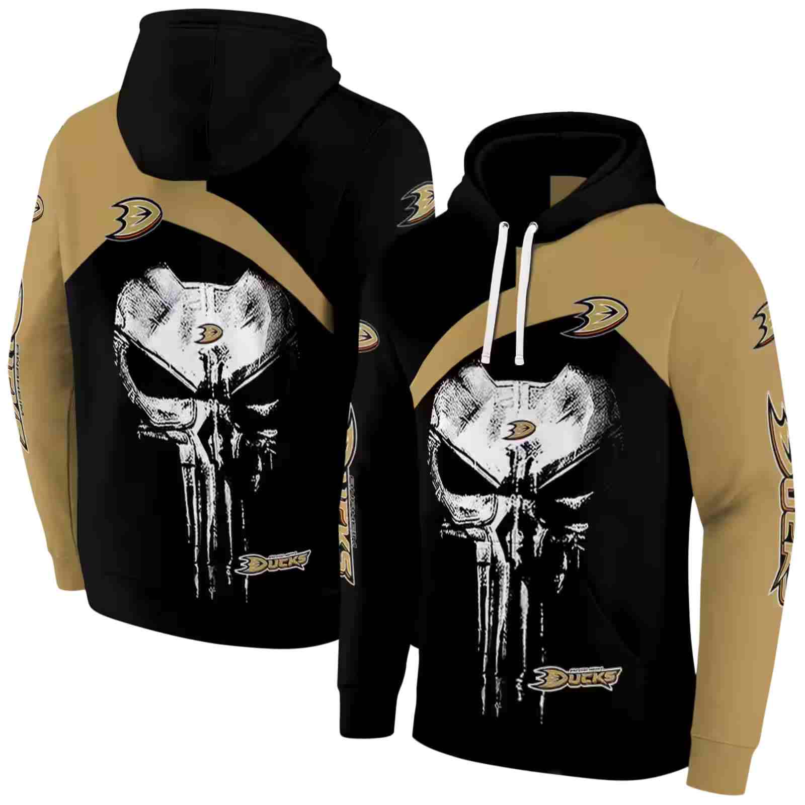 anaheim ducks skull punisher black hoodie fashion forward