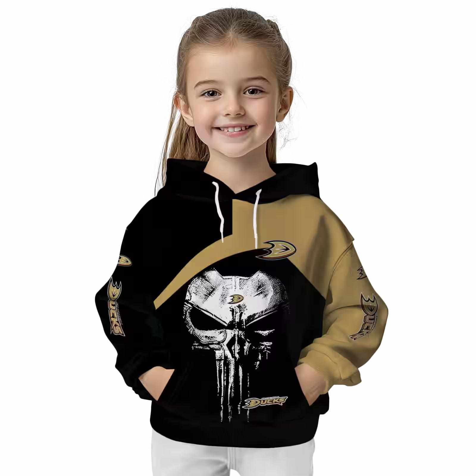 anaheim ducks skull punisher black hoodie top rated