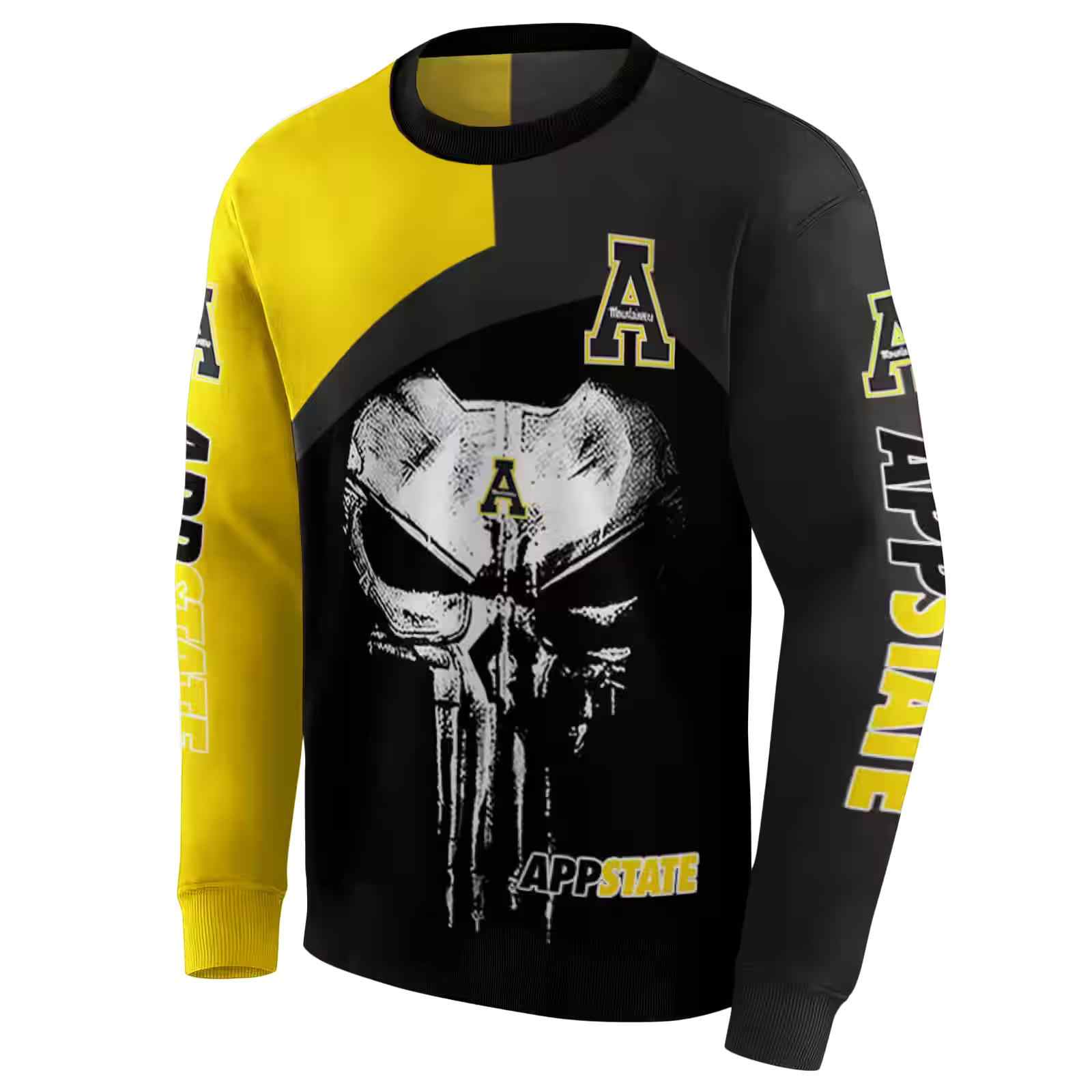 appalachian state mountaineers skull punisher gold black hoodie new arrival