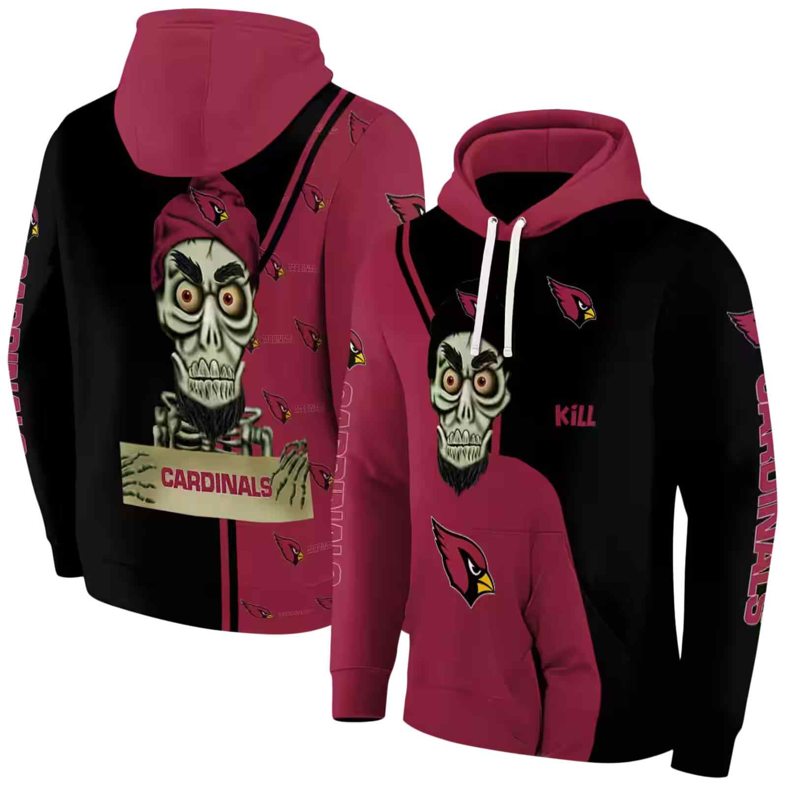 arizona cardinals achmed skull red hoodie fashion forward