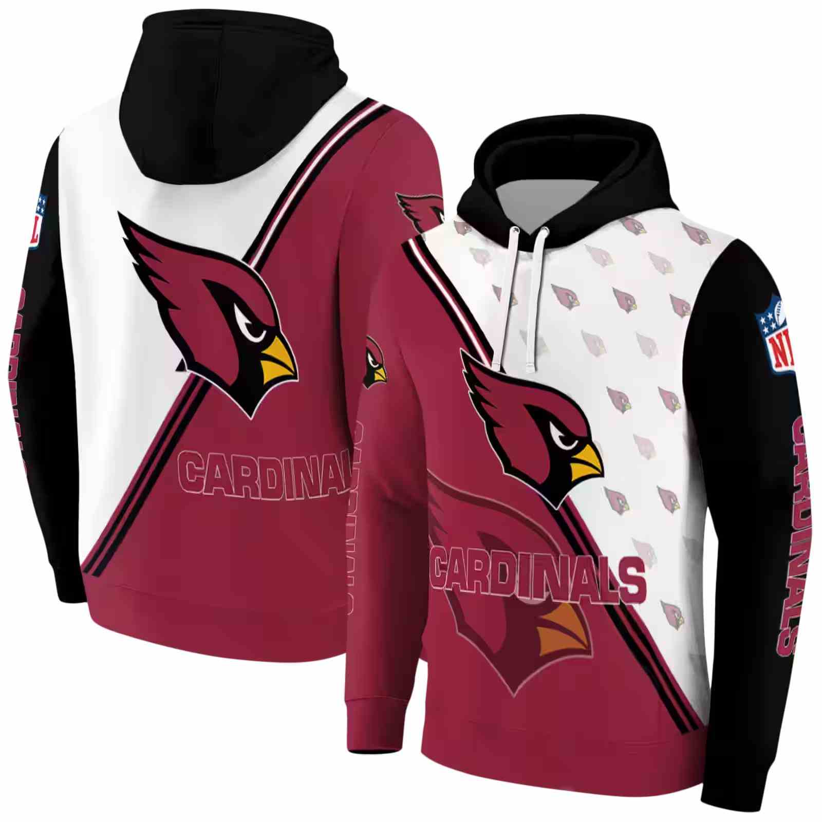 arizona cardinals diagonal stripe red white hoodie fashion forward