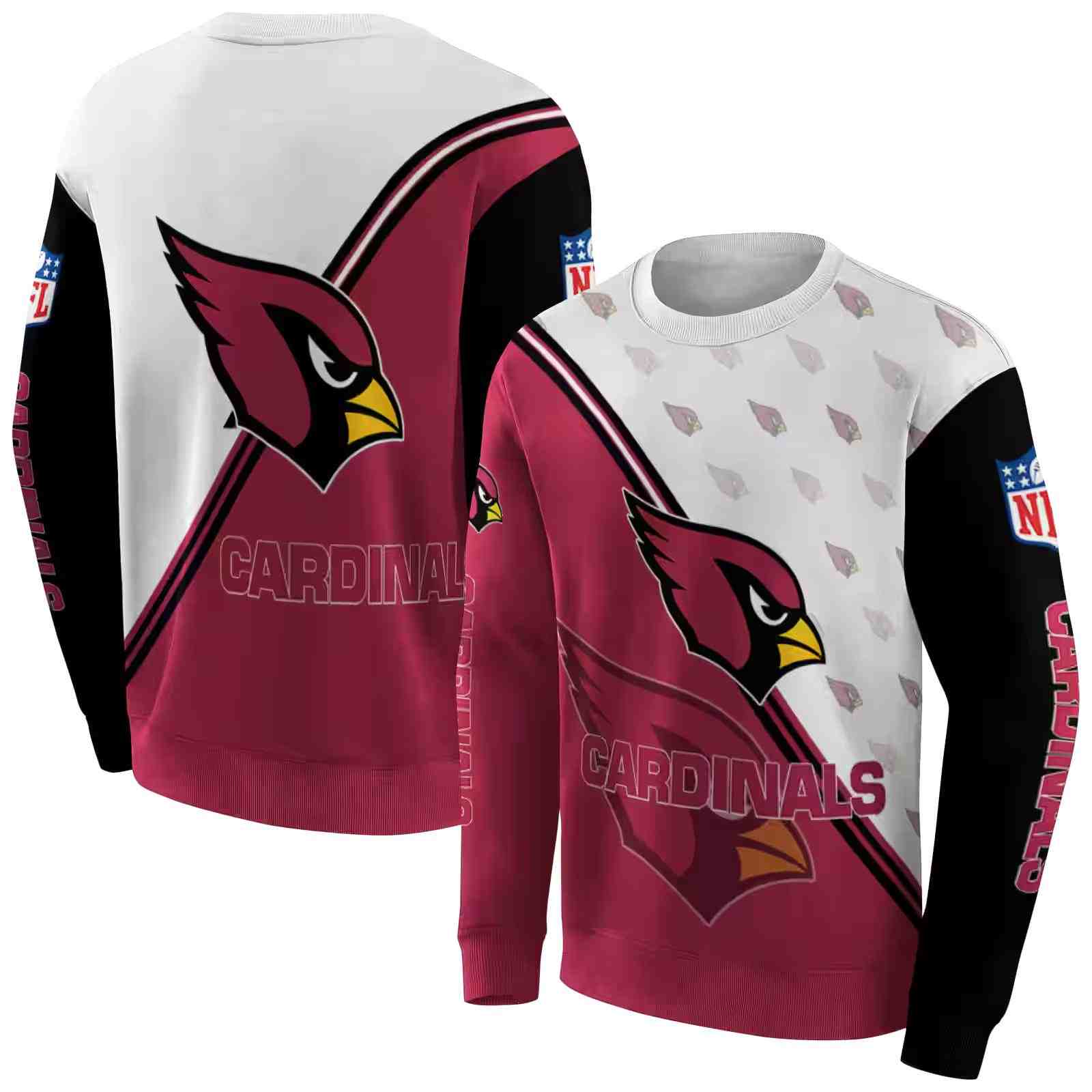 arizona cardinals diagonal stripe red white hoodie premium grade