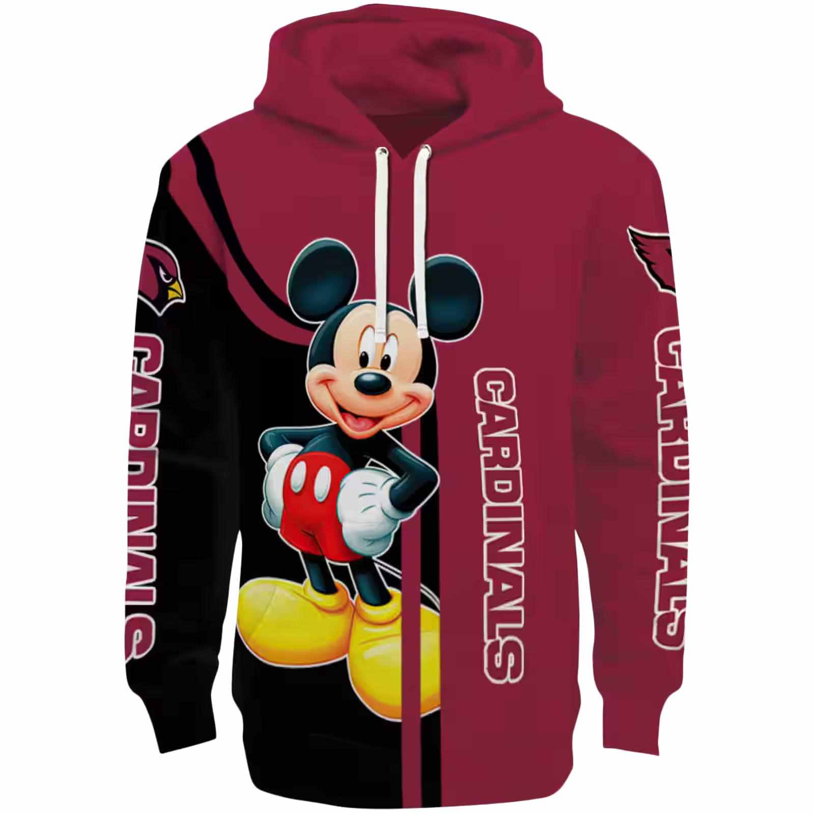 Arizona Cardinals Mickey Mouse Red Black Hoodie