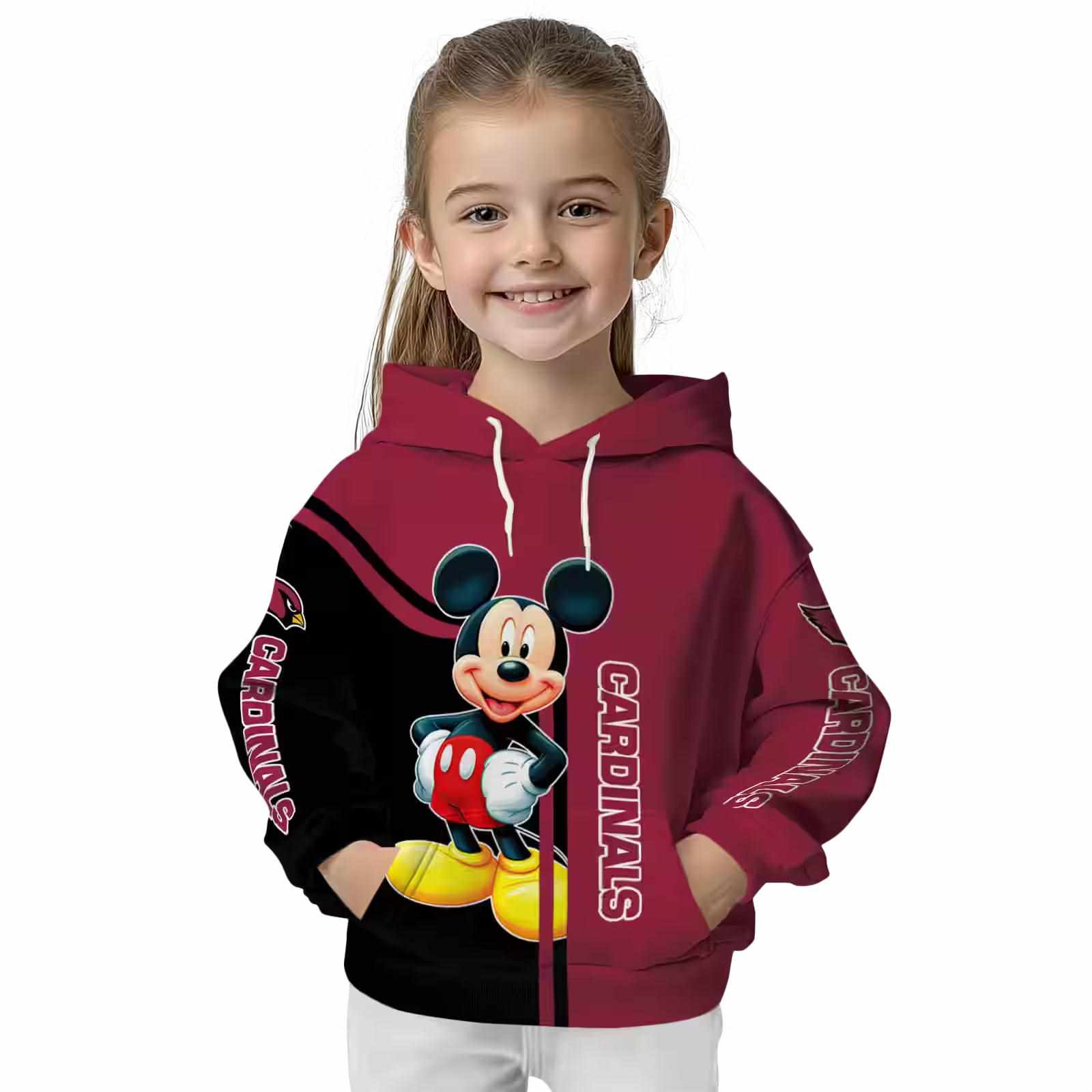 arizona cardinals mickey mouse red black hoodie top rated