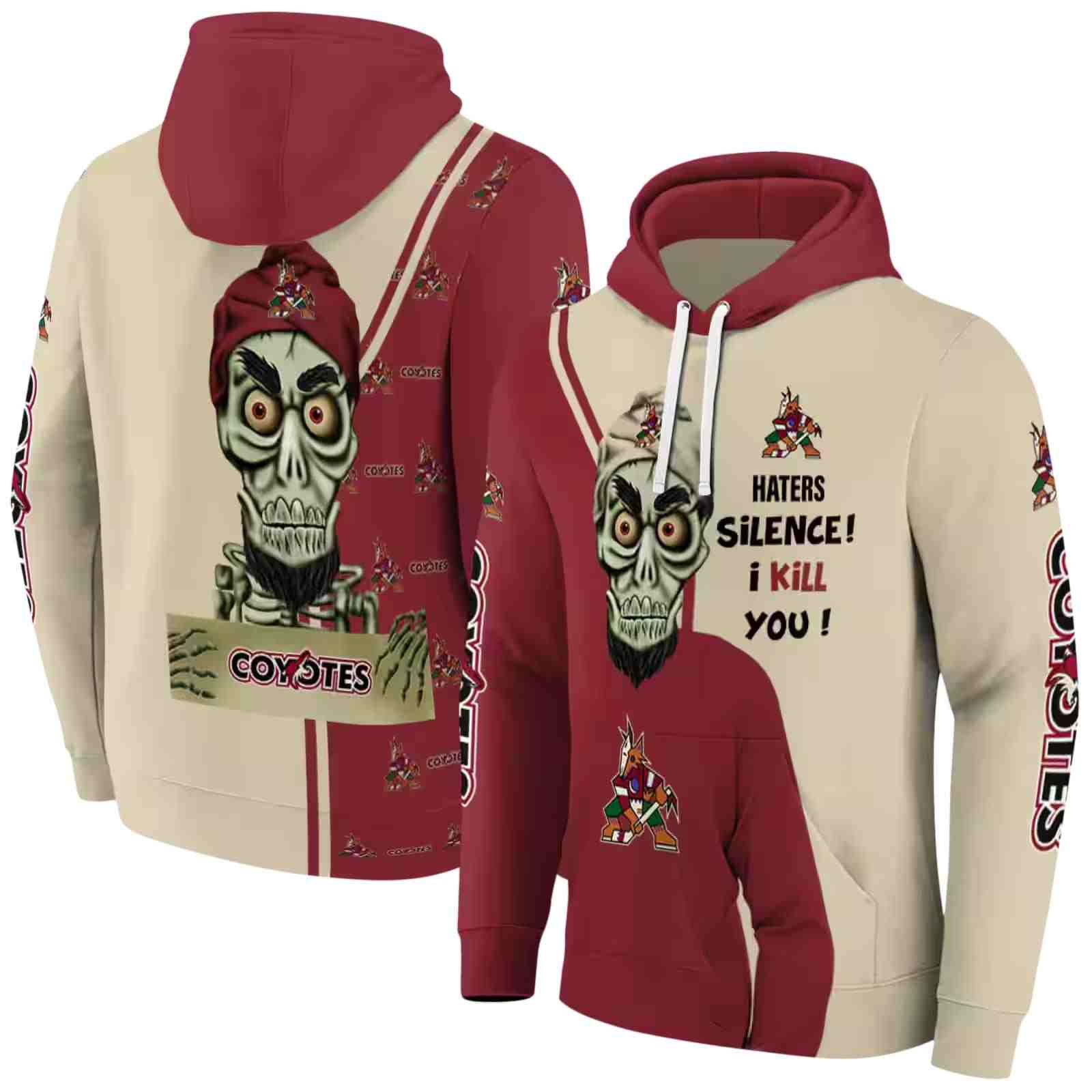 arizona coyotes achmed skull red hoodie fashion forward