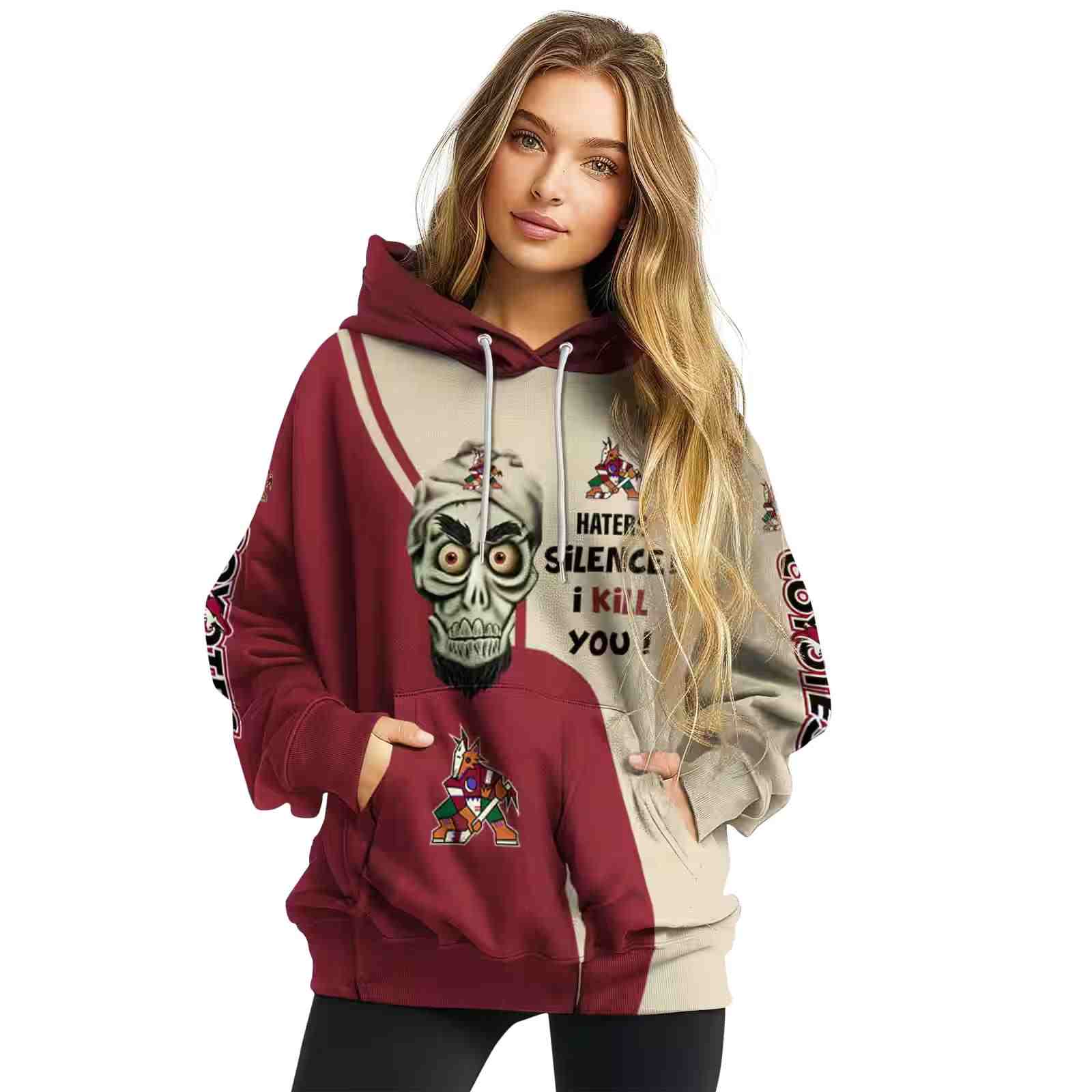 arizona coyotes achmed skull red hoodie high quality