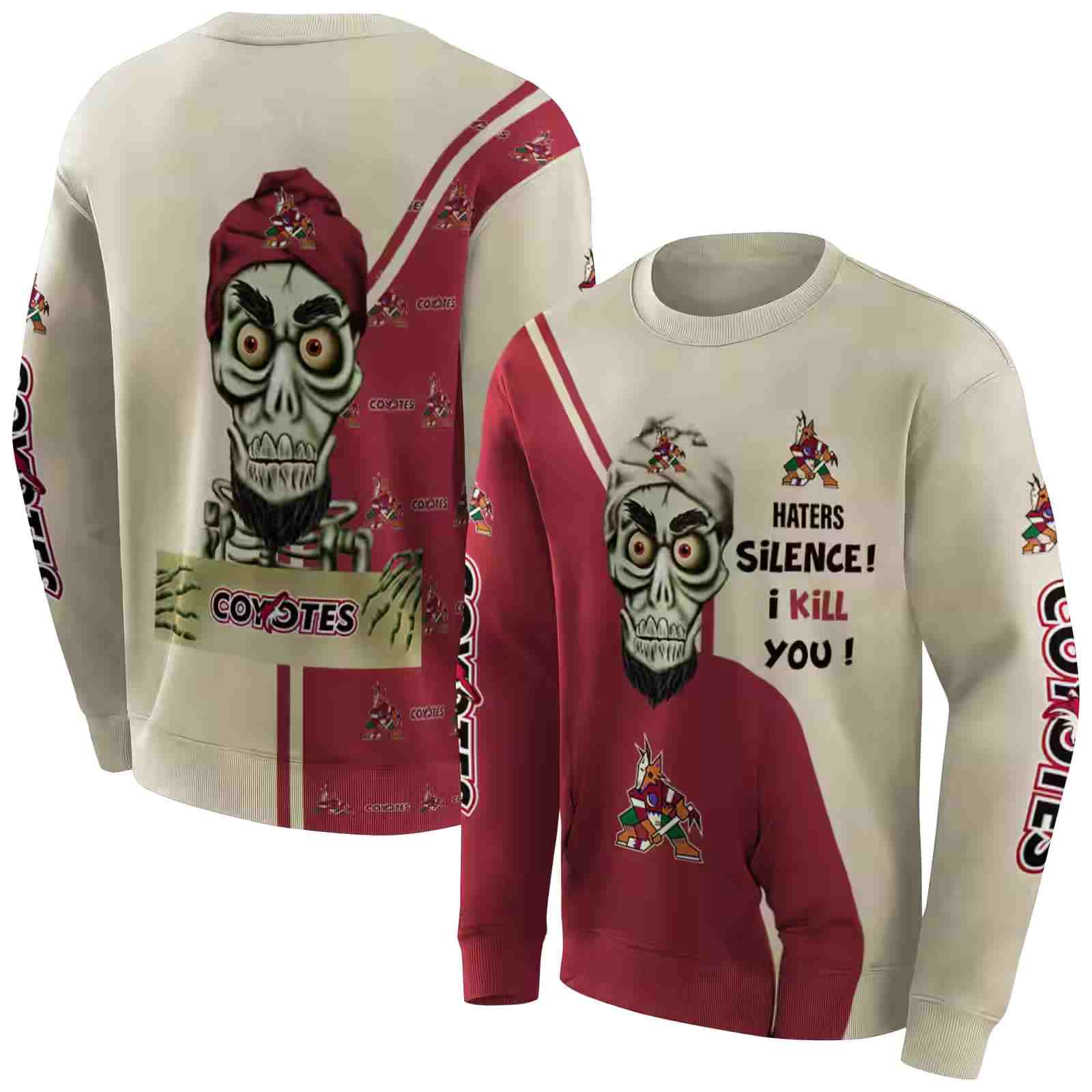 arizona coyotes achmed skull red hoodie premium grade