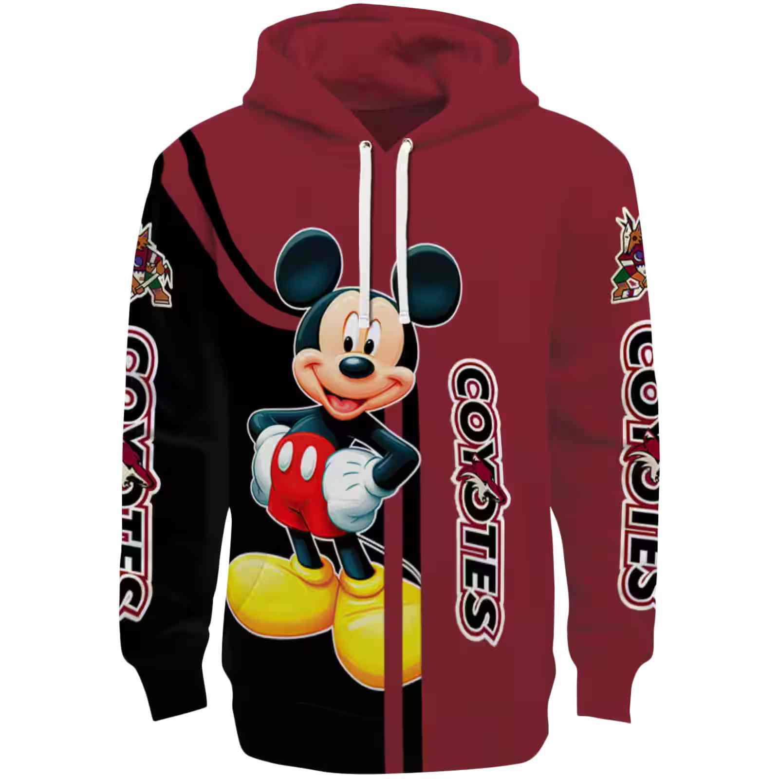 Arizona Coyotes Mickey Mouse Red Black Hoodie