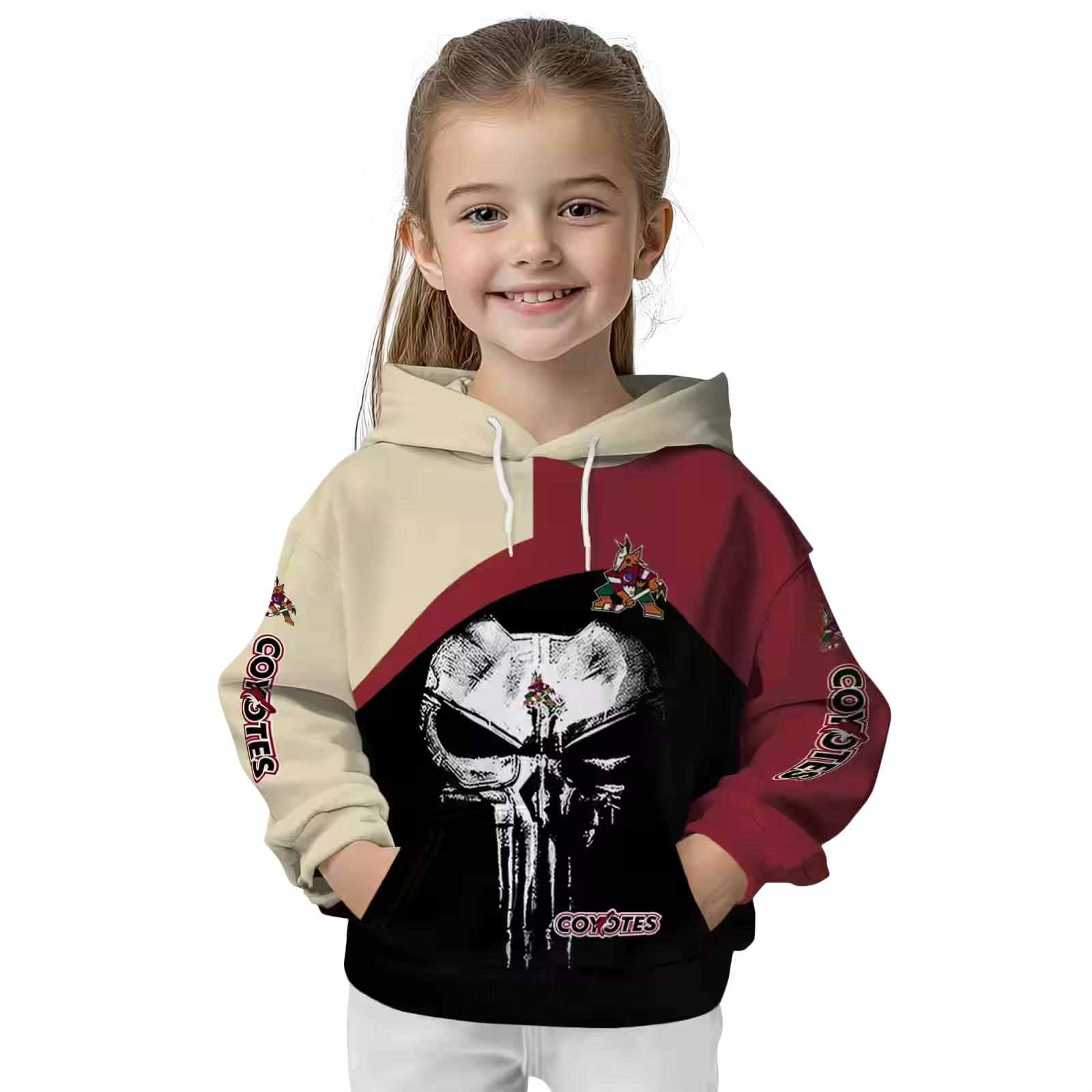 arizona coyotes skull punisher sand black hoodie top rated