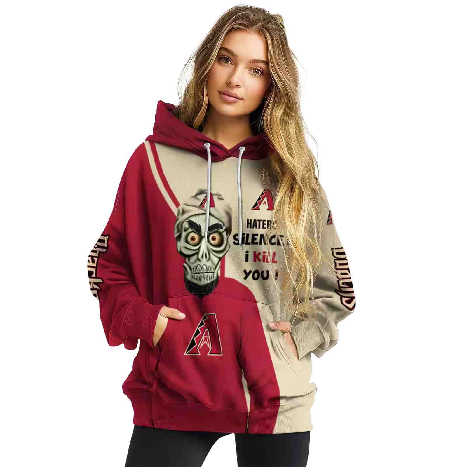 arizona diamondbacks achmed skull red hoodie high quality