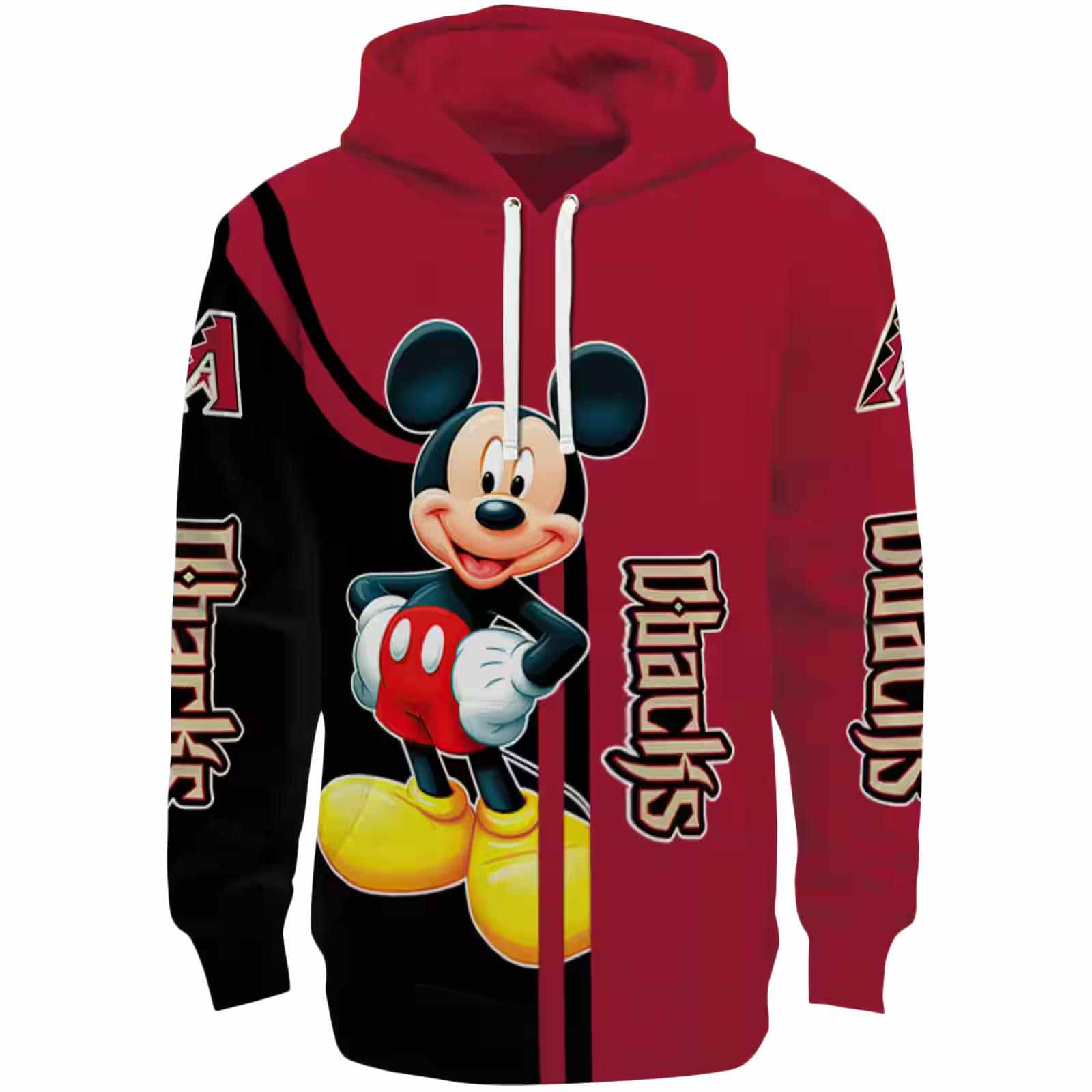 Arizona Diamondbacks Mickey Mouse Red Black Hoodie