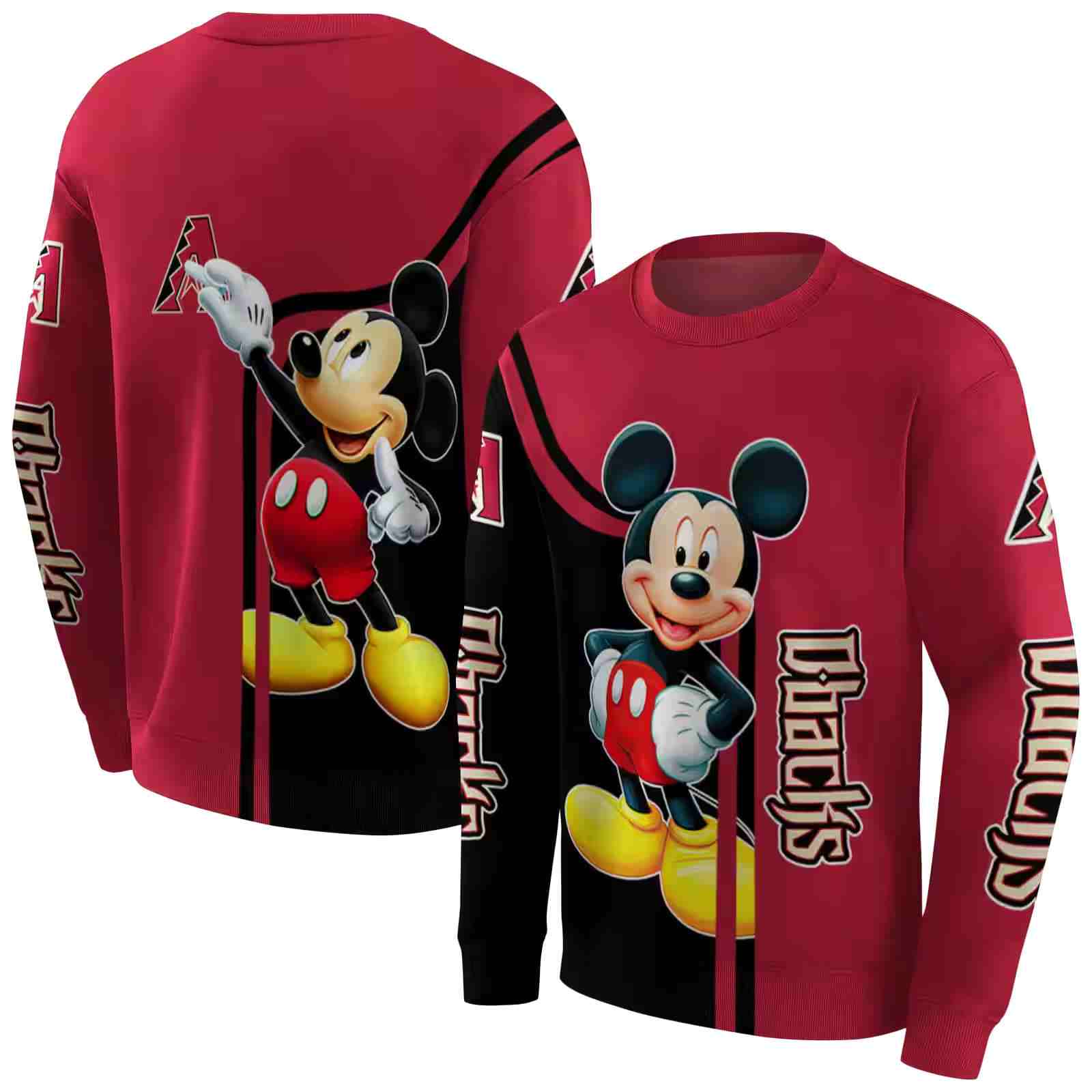 arizona diamondbacks mickey mouse red black hoodie premium grade