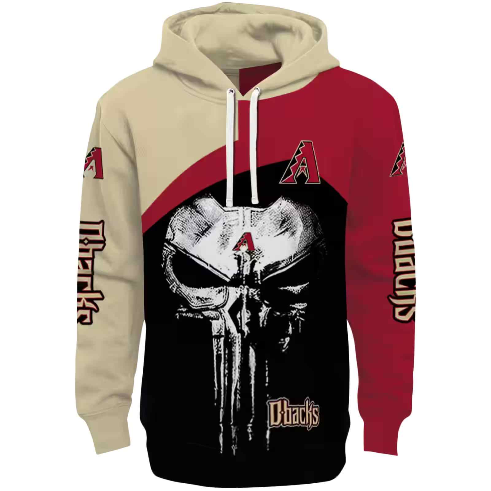 Arizona Diamondbacks Skull Punisher Sand Black Hoodie