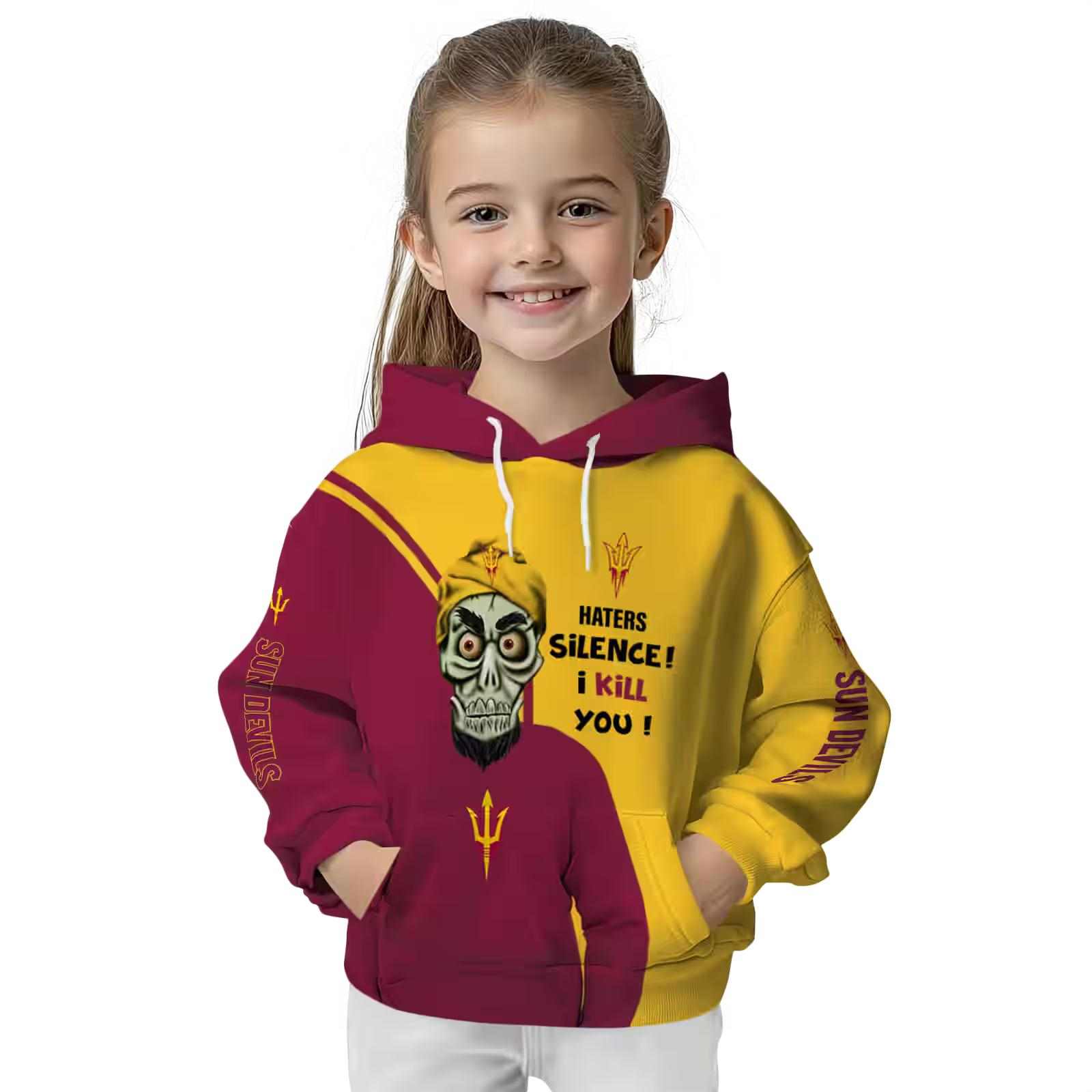 arizona state sun devils achmed skull maroon hoodie top rated