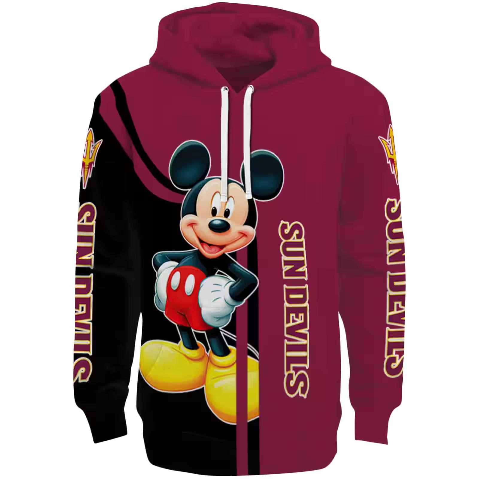 Arizona State Sun Devils Mickey Mouse Maroon Black Hoodie