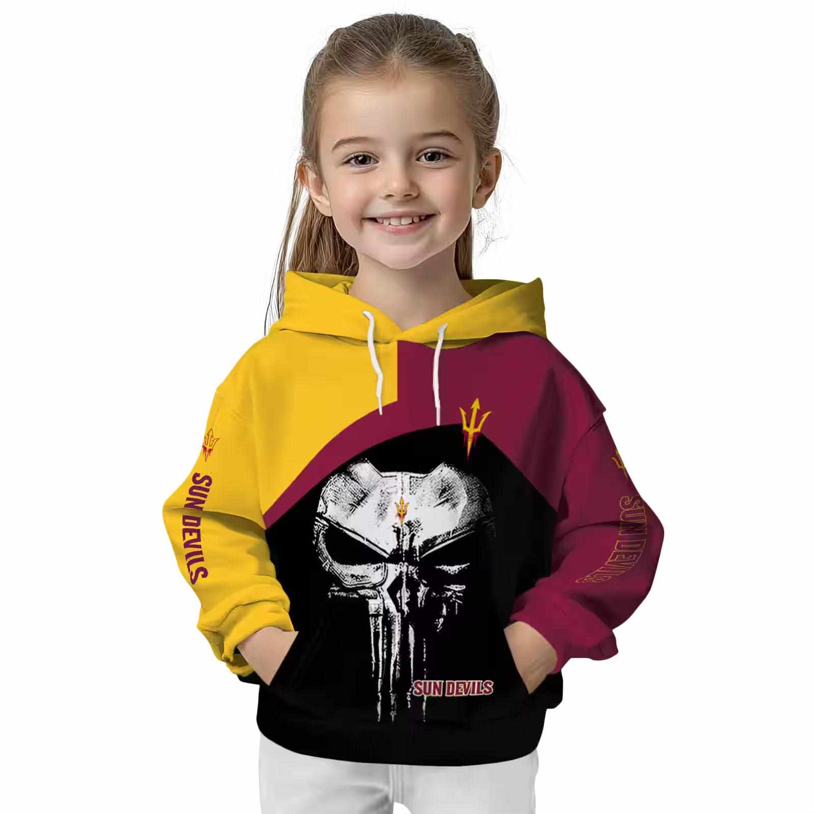 arizona state sun devils skull punisher gold black hoodie top rated