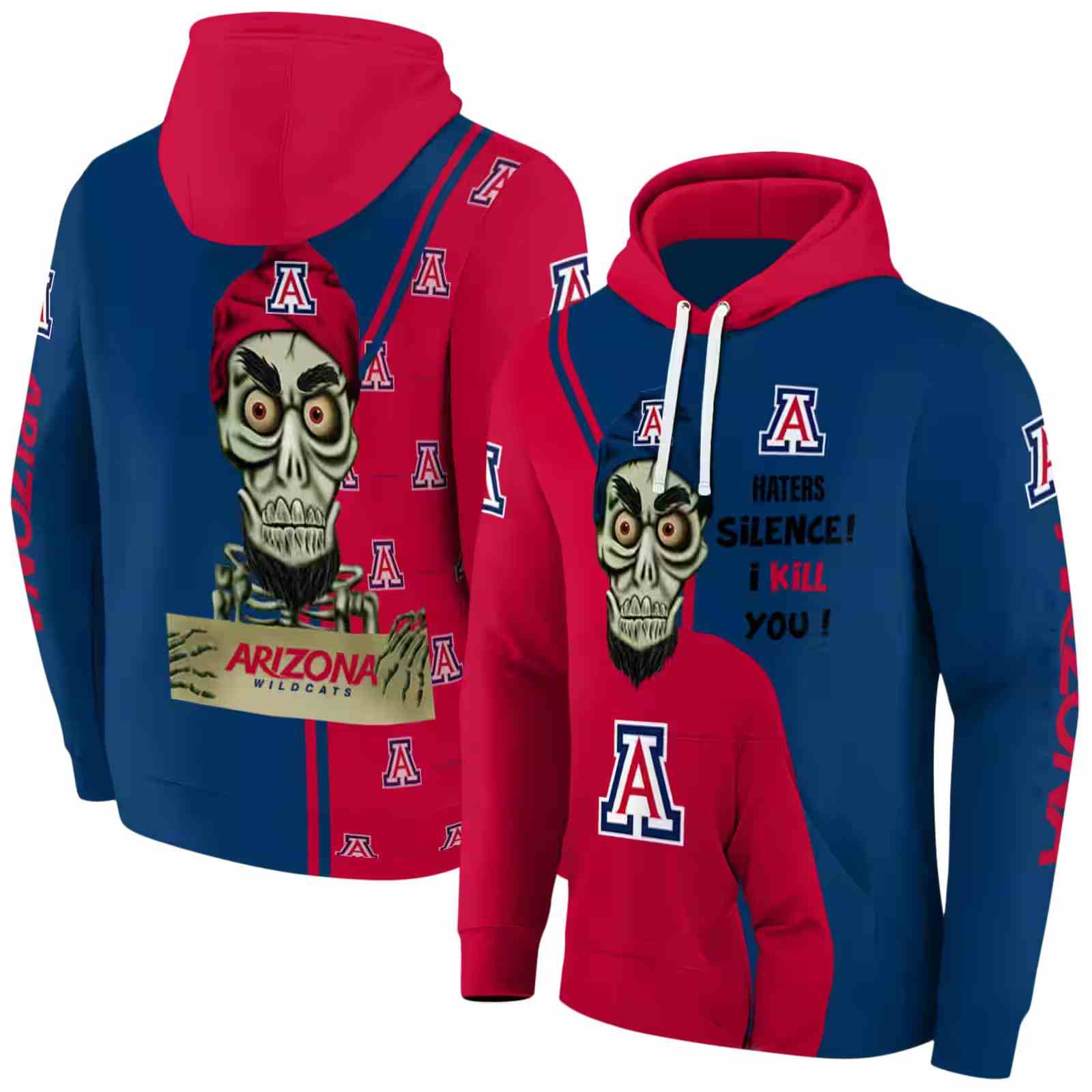 arizona wildcats achmed skull red hoodie fashion forward