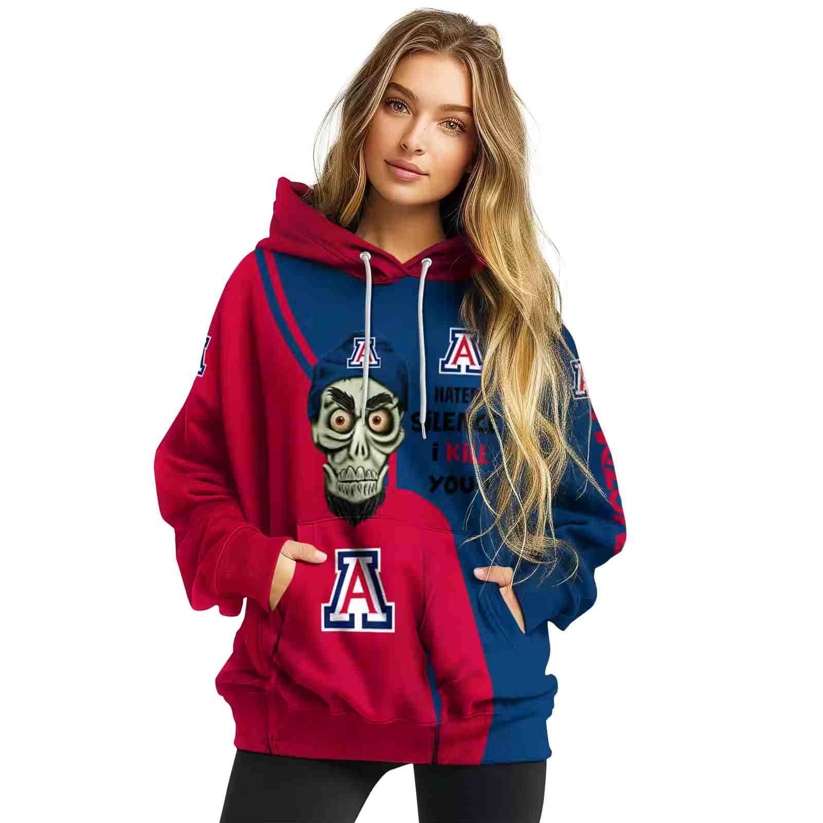 arizona wildcats achmed skull red hoodie high quality