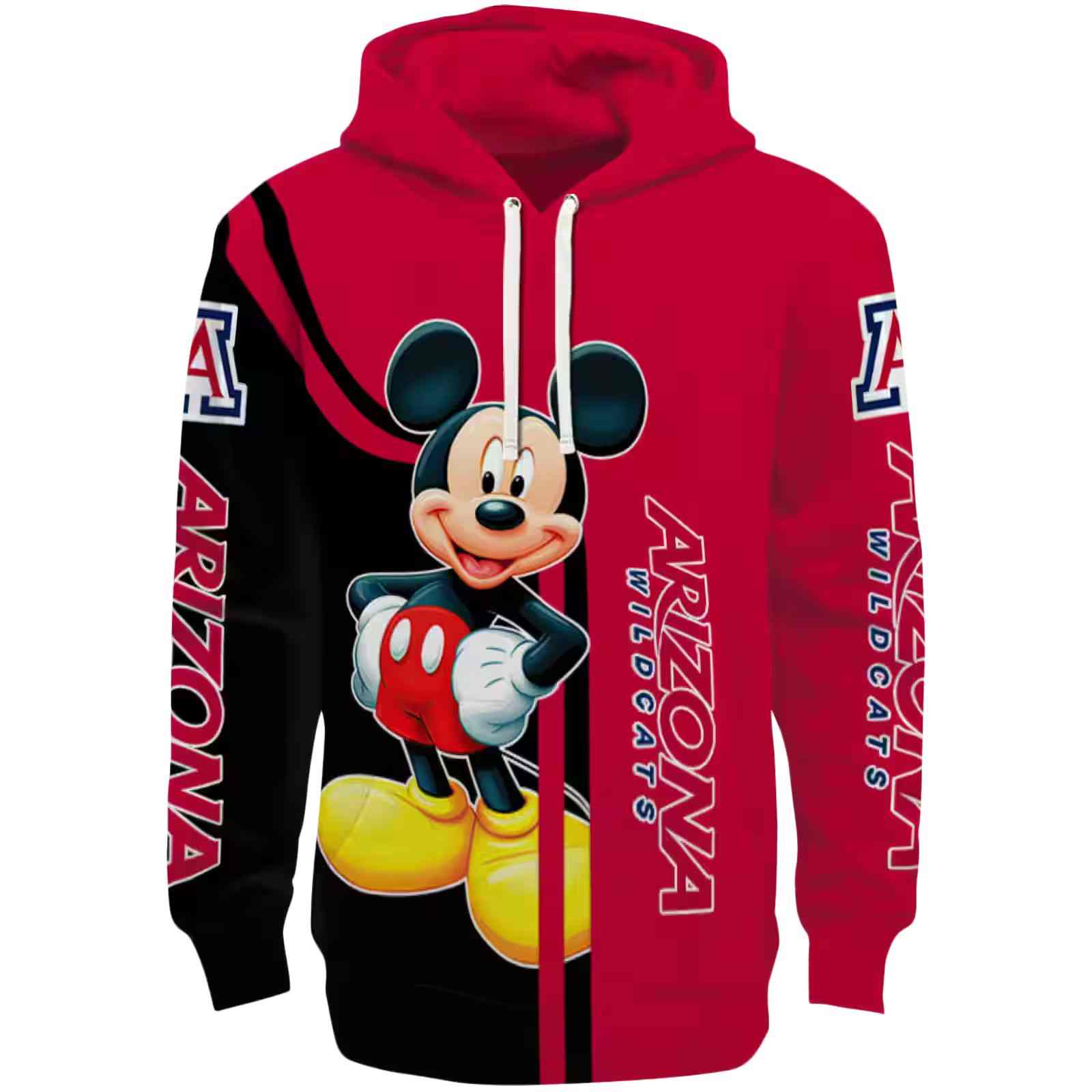 Arizona Wildcats Mickey Mouse Red Black Hoodie