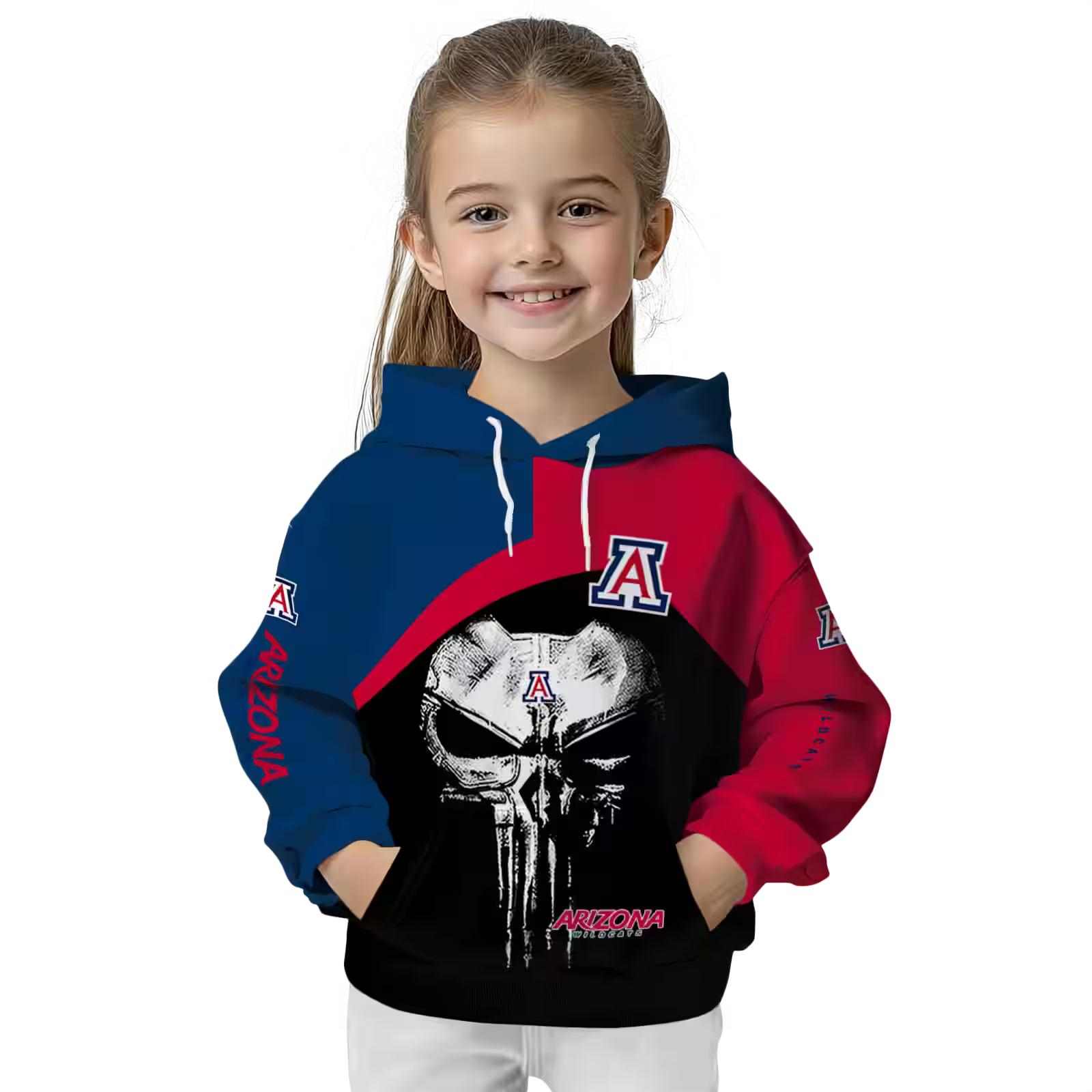 arizona wildcats skull punisher navy black hoodie top rated