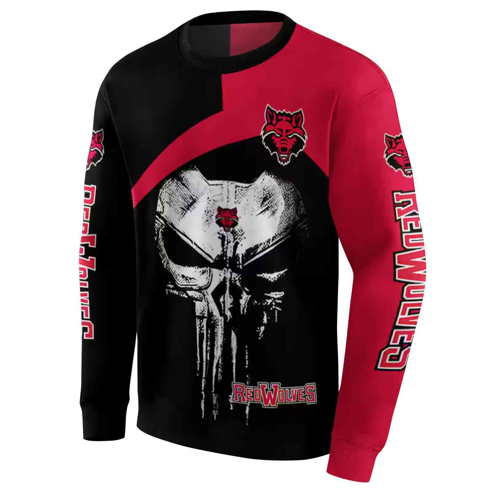 arkansas state red wolves skull punisher black hoodie new arrival