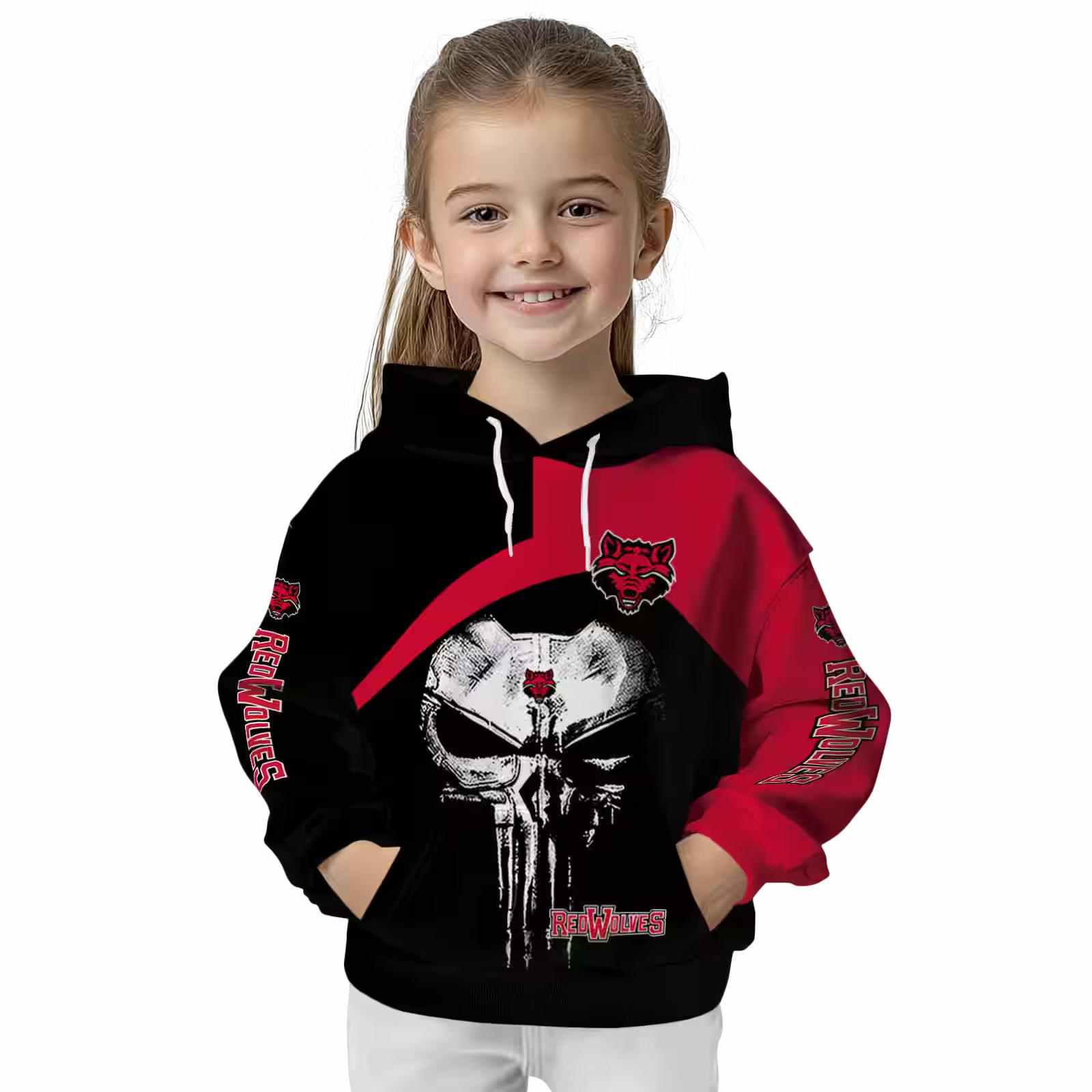 arkansas state red wolves skull punisher black hoodie top rated