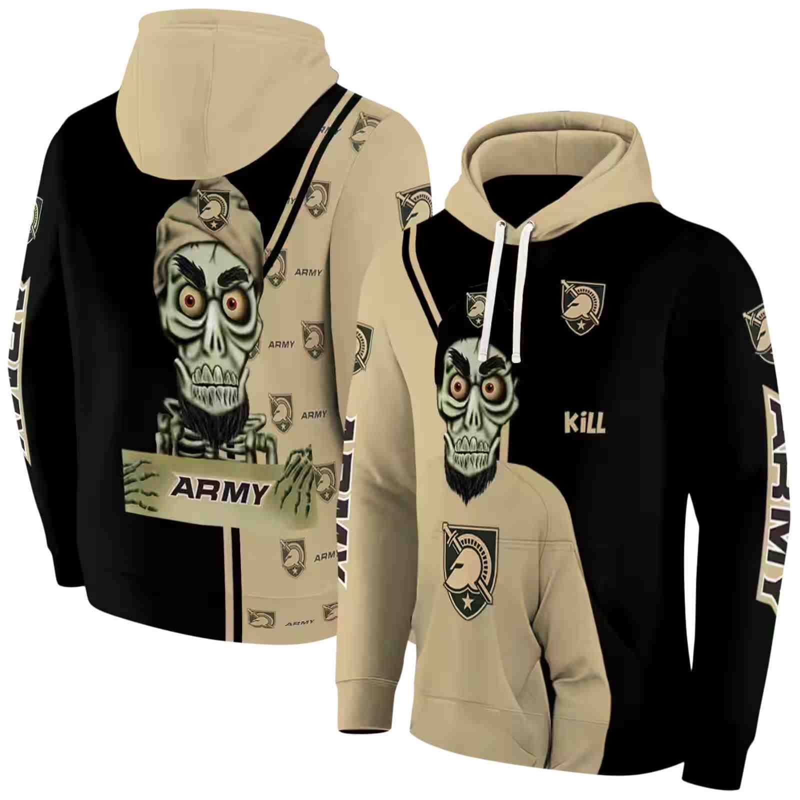 army black knights achmed skull gold hoodie fashion forward