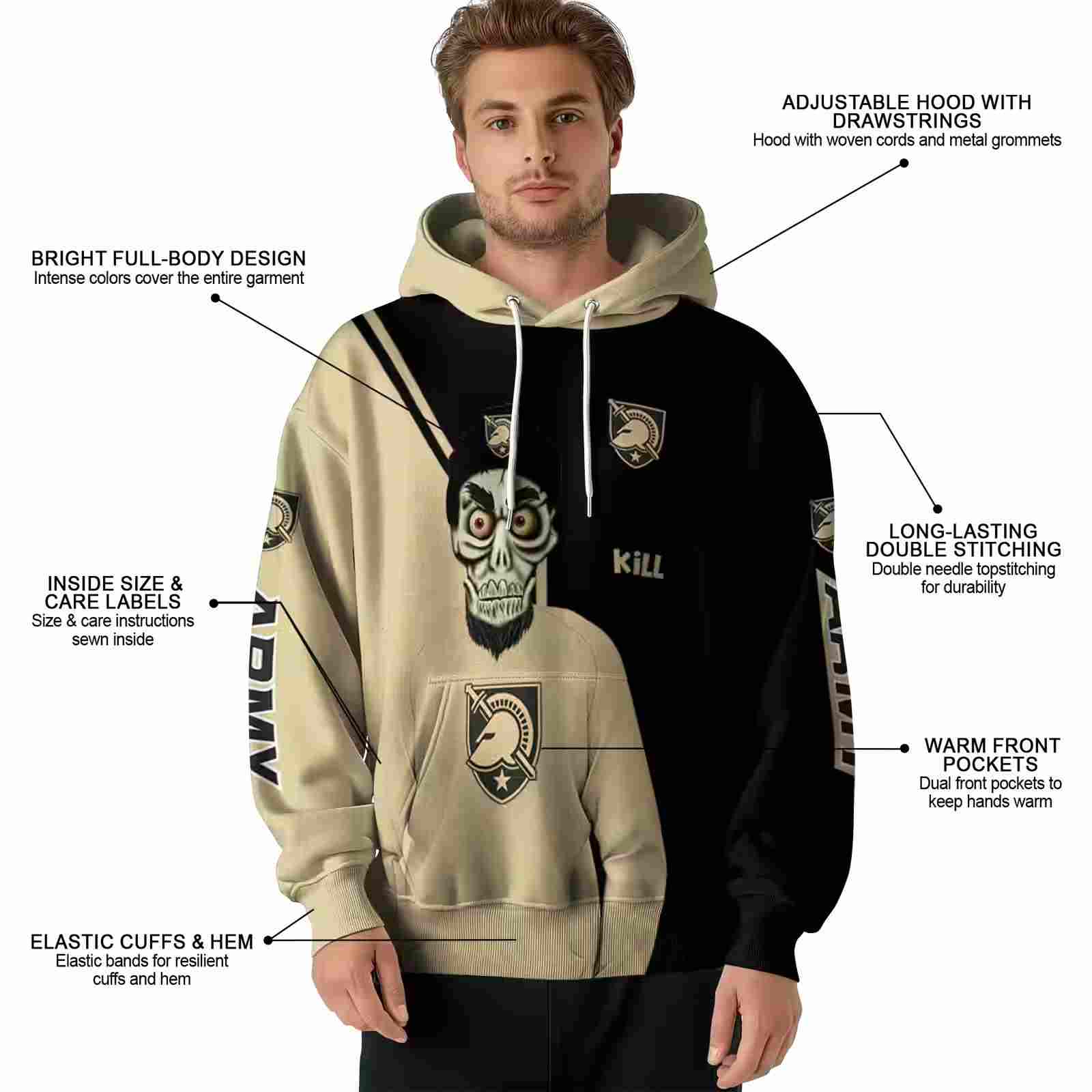army black knights achmed skull gold hoodie latest model