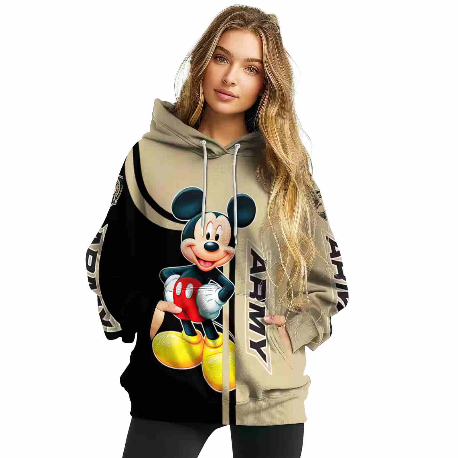 army black knights mickey mouse gold black hoodie high quality