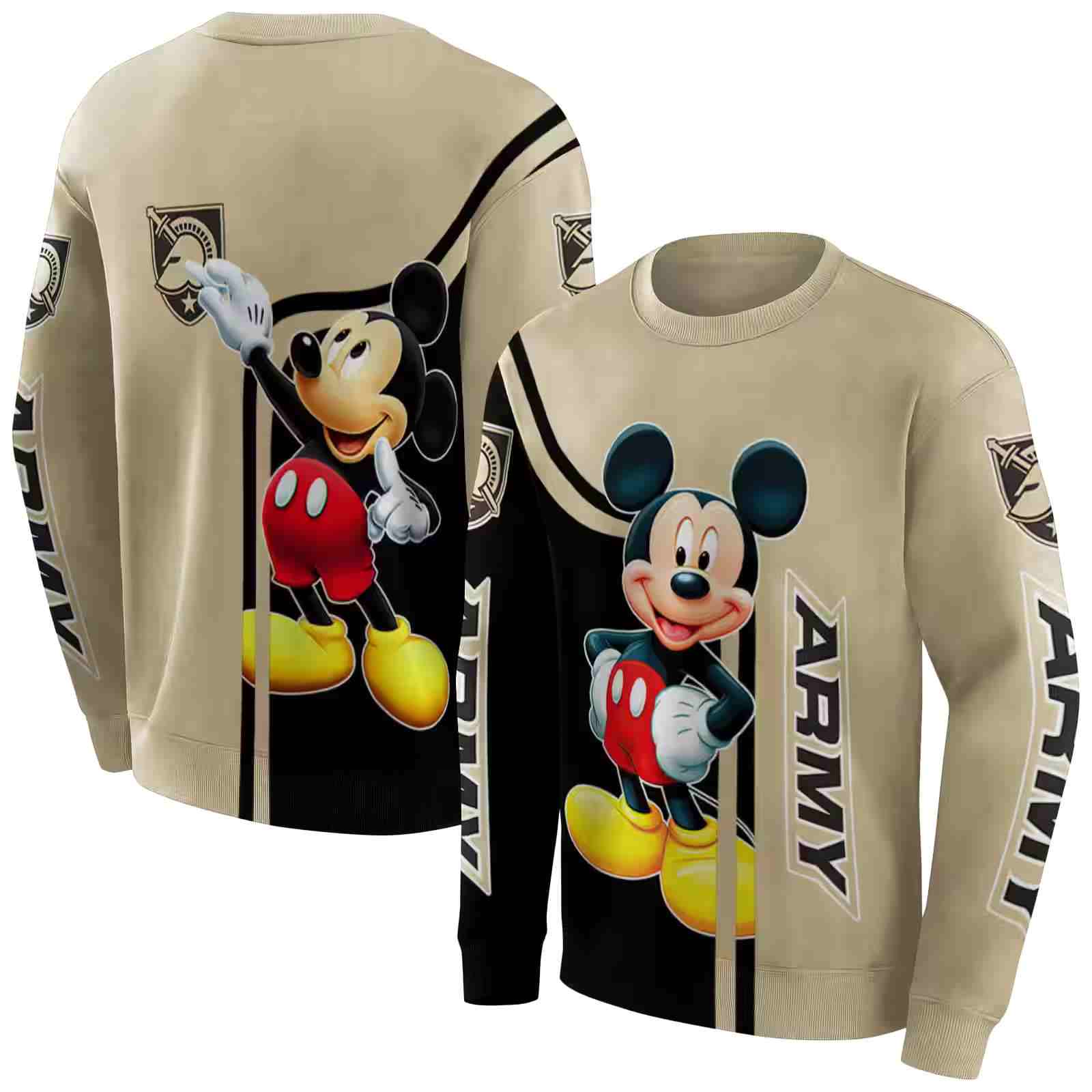 army black knights mickey mouse gold black hoodie premium grade