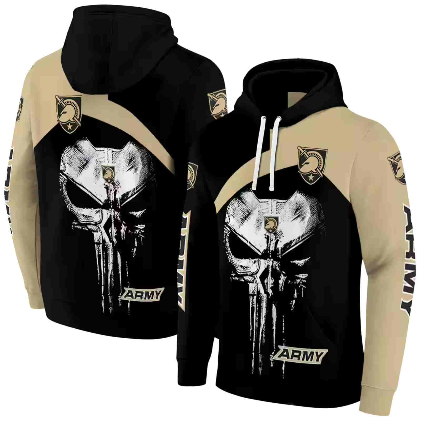 army black knights skull punisher black hoodie fashion forward