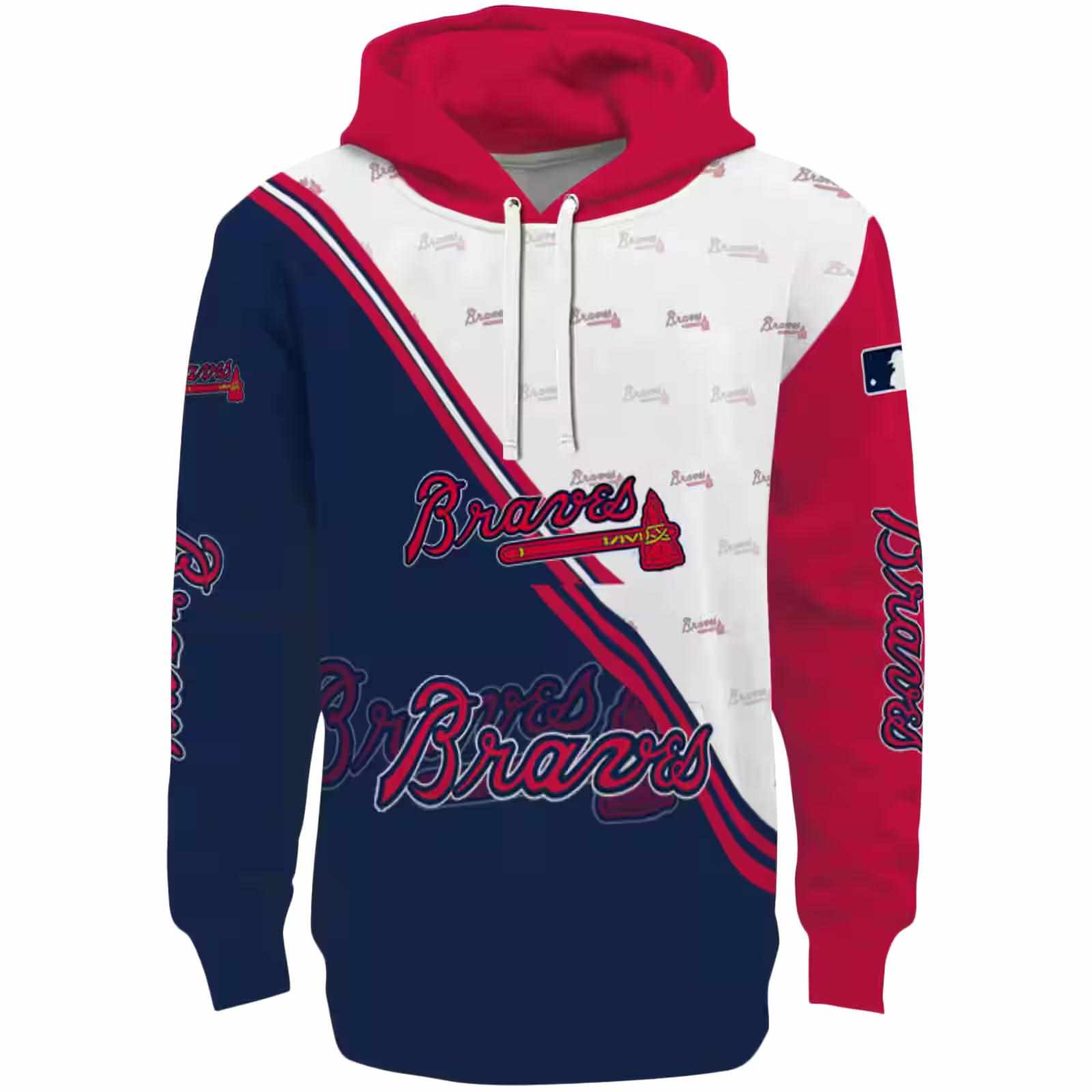 Atlanta Braves Diagonal Stripe Navy White Hoodie