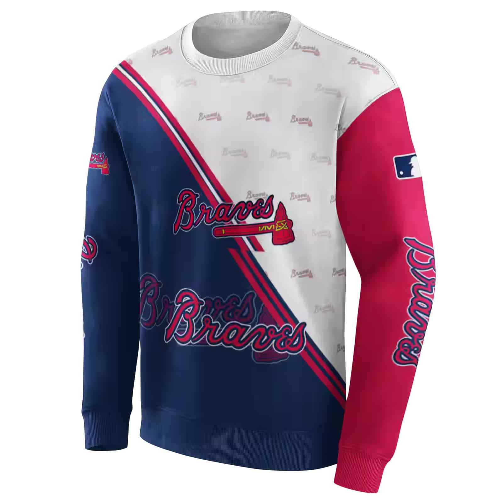 atlanta braves diagonal stripe navy white hoodie new arrival