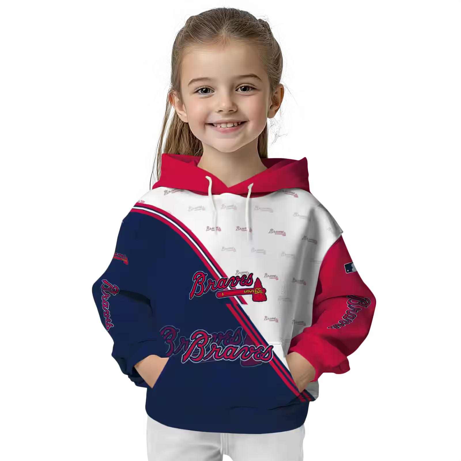 atlanta braves diagonal stripe navy white hoodie top rated