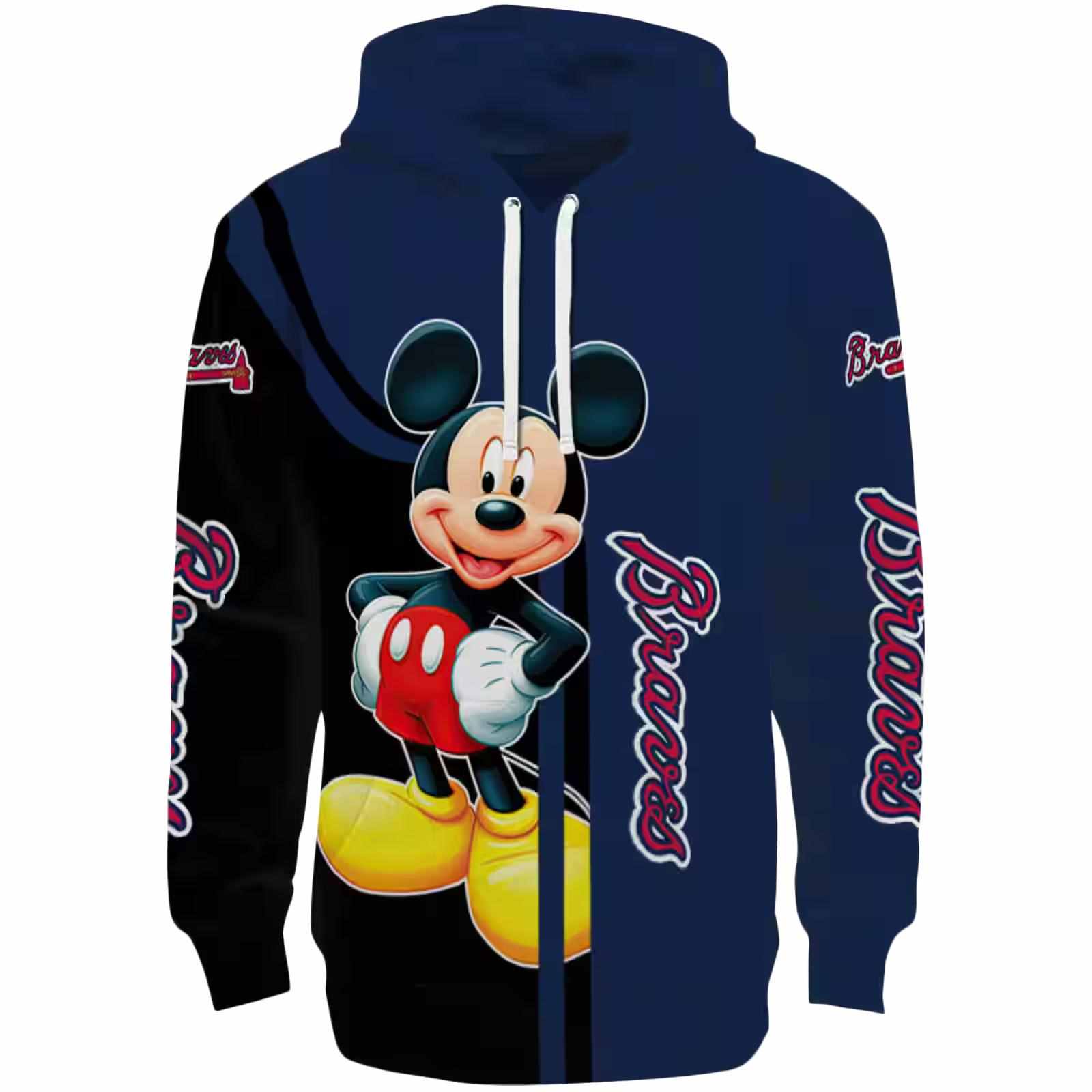 Atlanta Braves Mickey Mouse Navy Black Hoodie