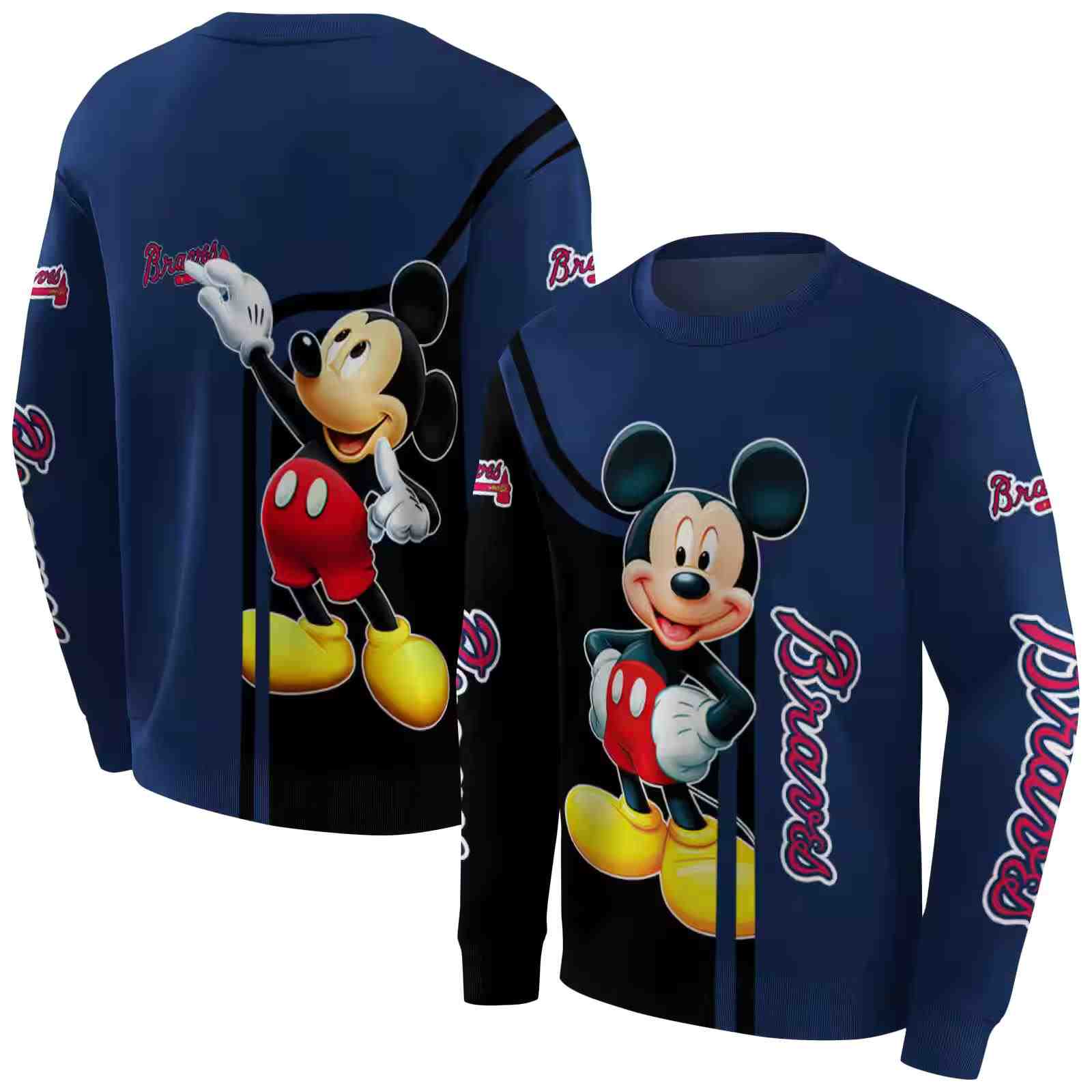 atlanta braves mickey mouse navy black hoodie premium grade